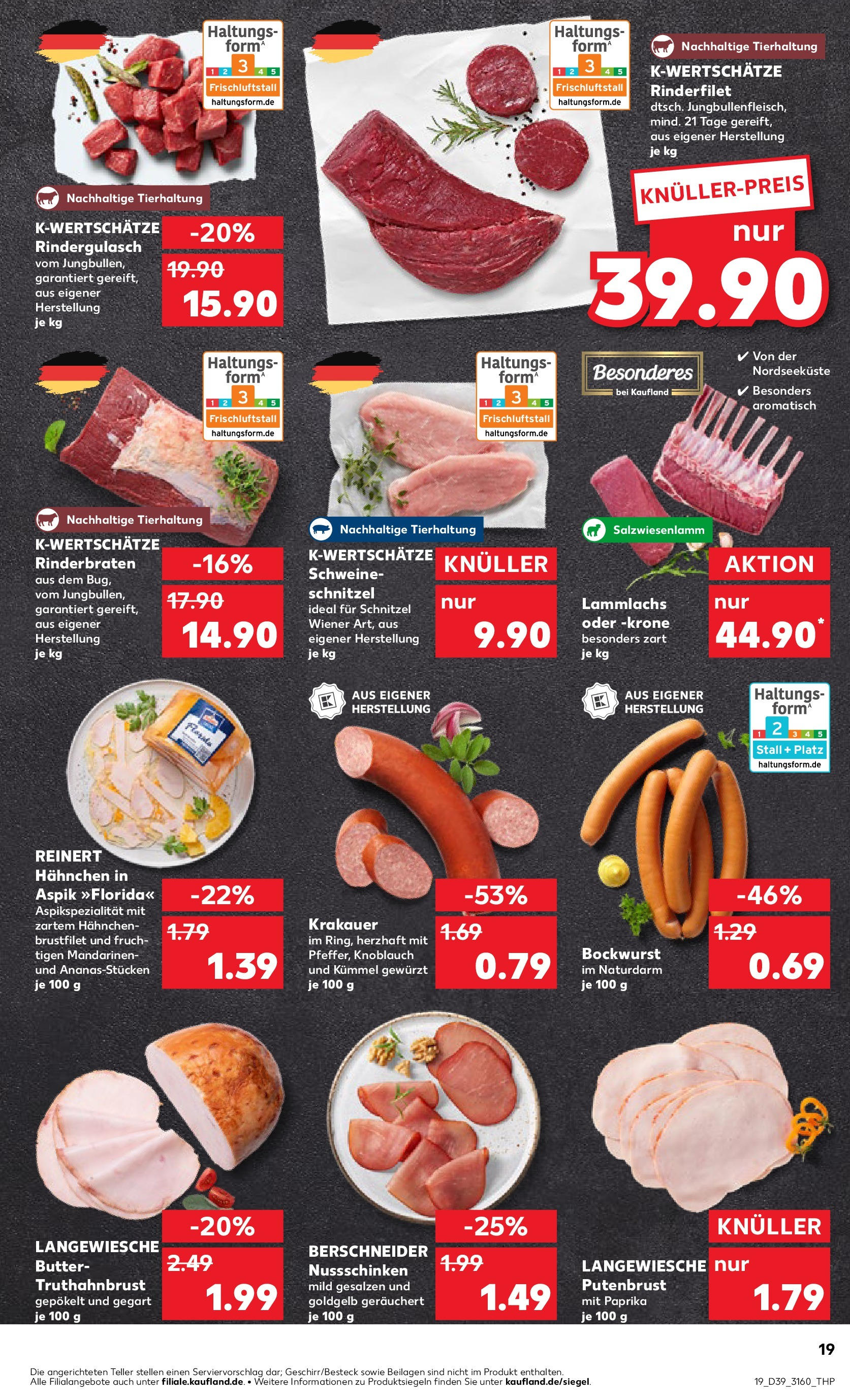 Prospekt Kaufland ab 25.09.2025 » Angebote Online zum Blättern | Seite: 19 | Produkte: Rinderbraten, Bockwurst, Mandarinen, Schnitzel