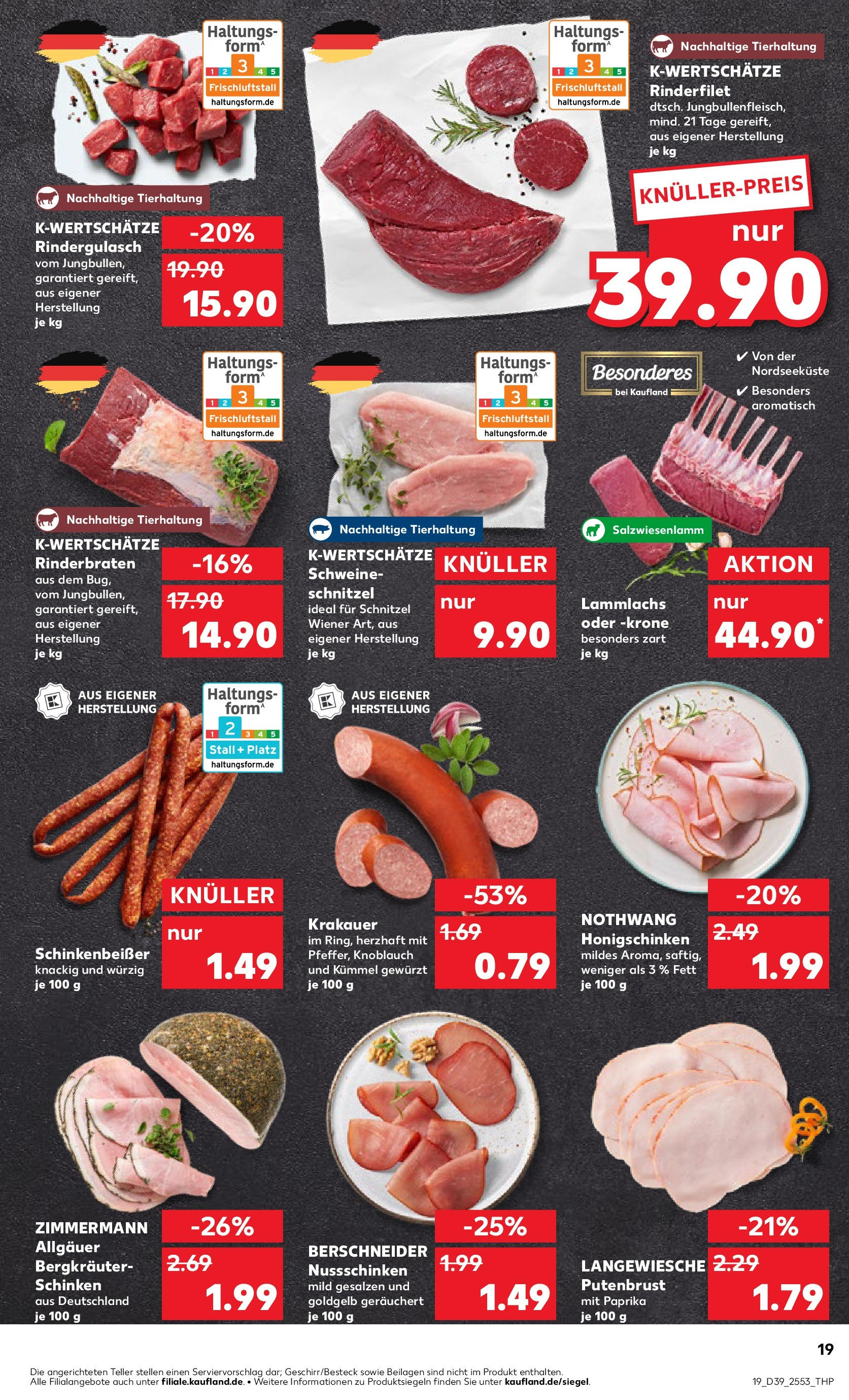 Prospekt Kaufland ab 25.09.2025 » Angebote Online zum Blättern | Seite: 19 | Produkte: Rinderfilet, Paprika, Knoblauch, Schinken