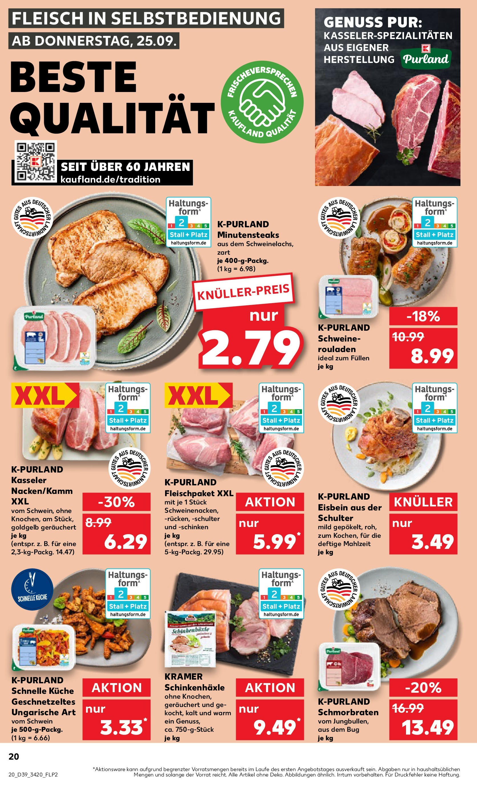 Prospekt Kaufland ab 25.09.2025 » Angebote Online zum Blättern | Seite: 20 | Produkte: Küche, Schinken, Fleisch