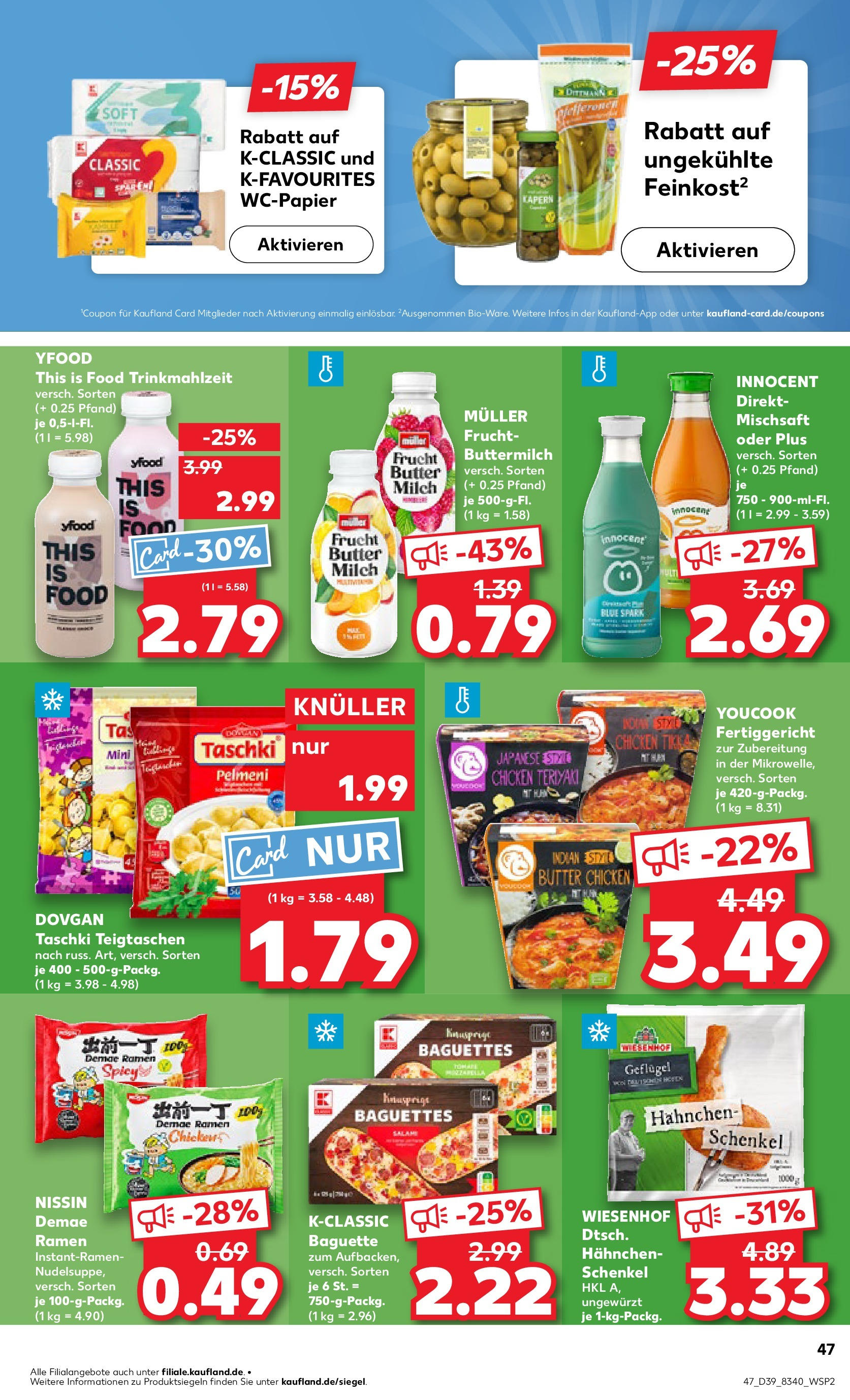 Prospekt Kaufland ab 25.09.2025 » Angebote Online zum Blättern | Seite: 47 | Produkte: Hahnchen, Youcook, Milch, Baguette