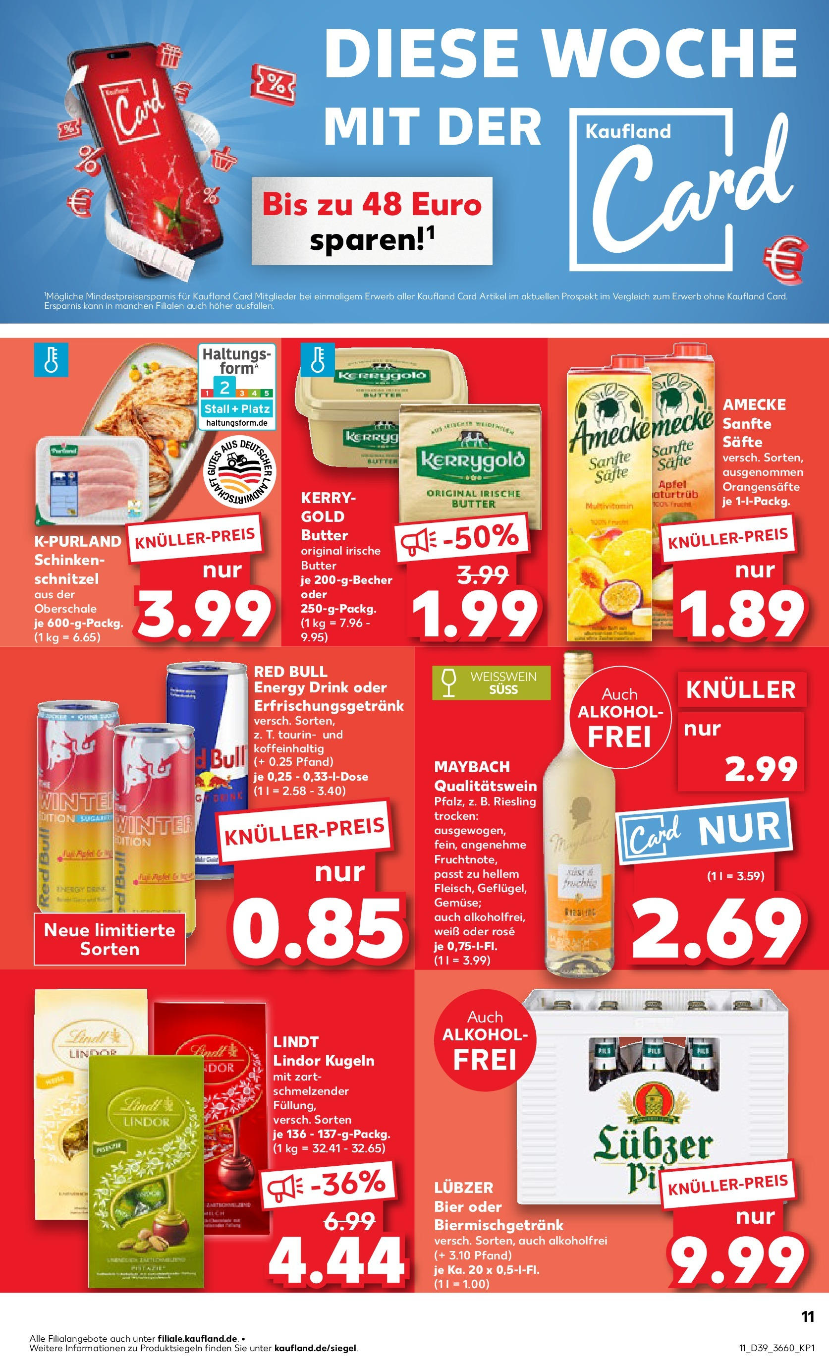 Prospekt Kaufland ab 25.09.2025 » Angebote Online zum Blättern | Seite: 11 | Produkte: Milch, Schinken, Lindt, Lubzer