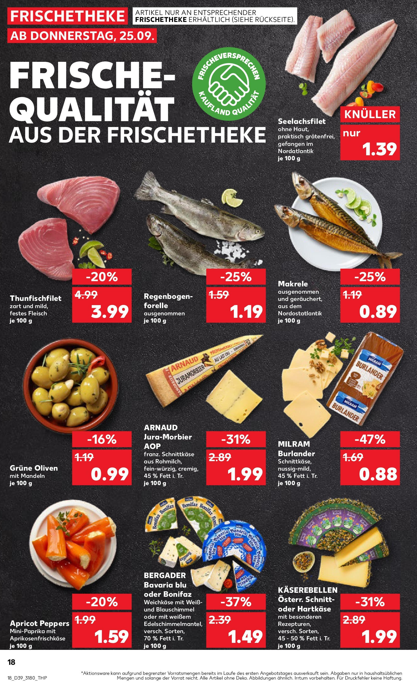 Prospekt Kaufland ab 25.09.2025 » Angebote Online zum Blättern | Seite: 18 | Produkte: Mandeln, Milram, Fleisch