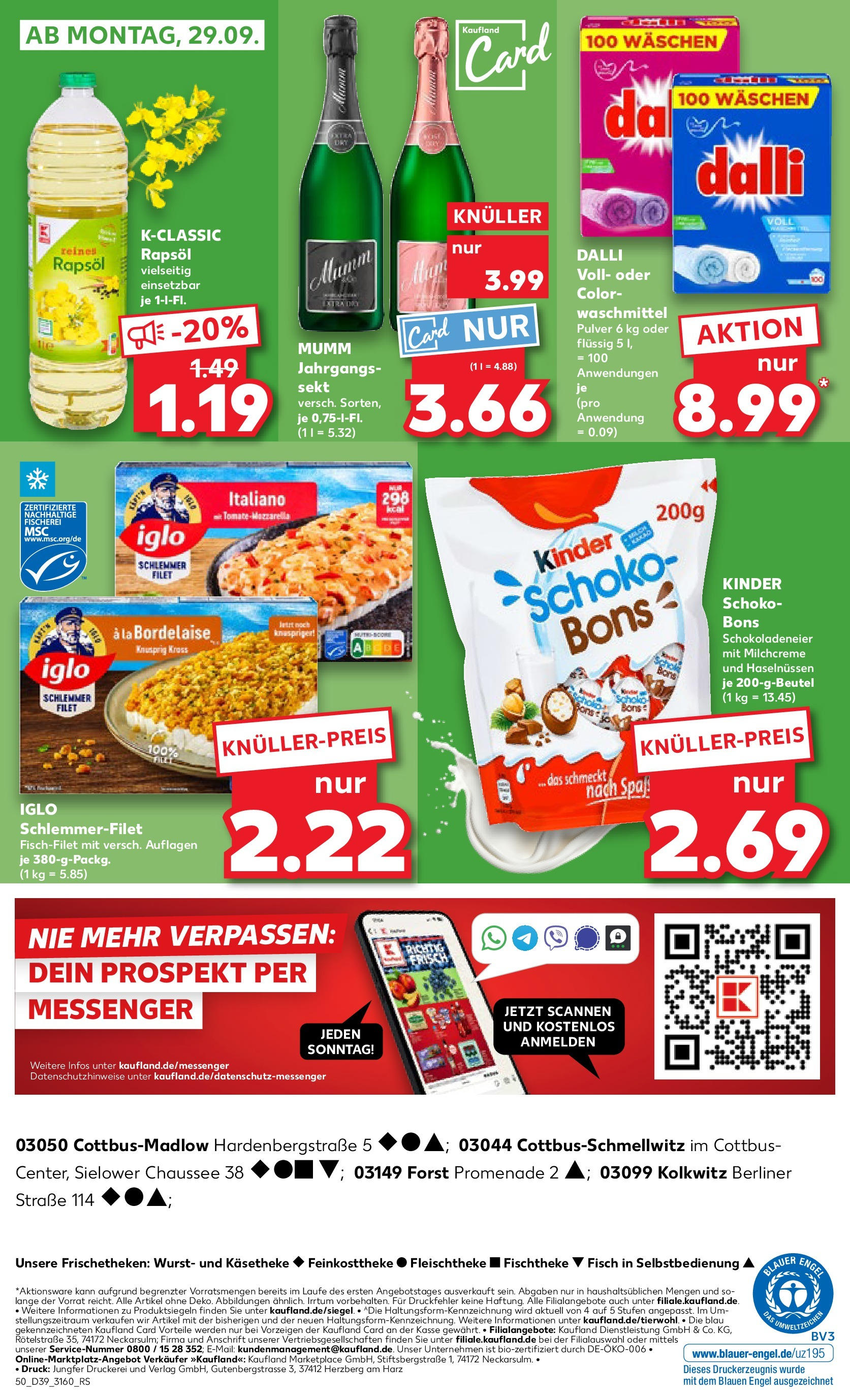 Prospekt Kaufland ab 25.09.2025 » Angebote Online zum Blättern | Seite: 50 | Produkte: Rapsöl, Iglo, Waschmittel, Iglo schlemmerfilet