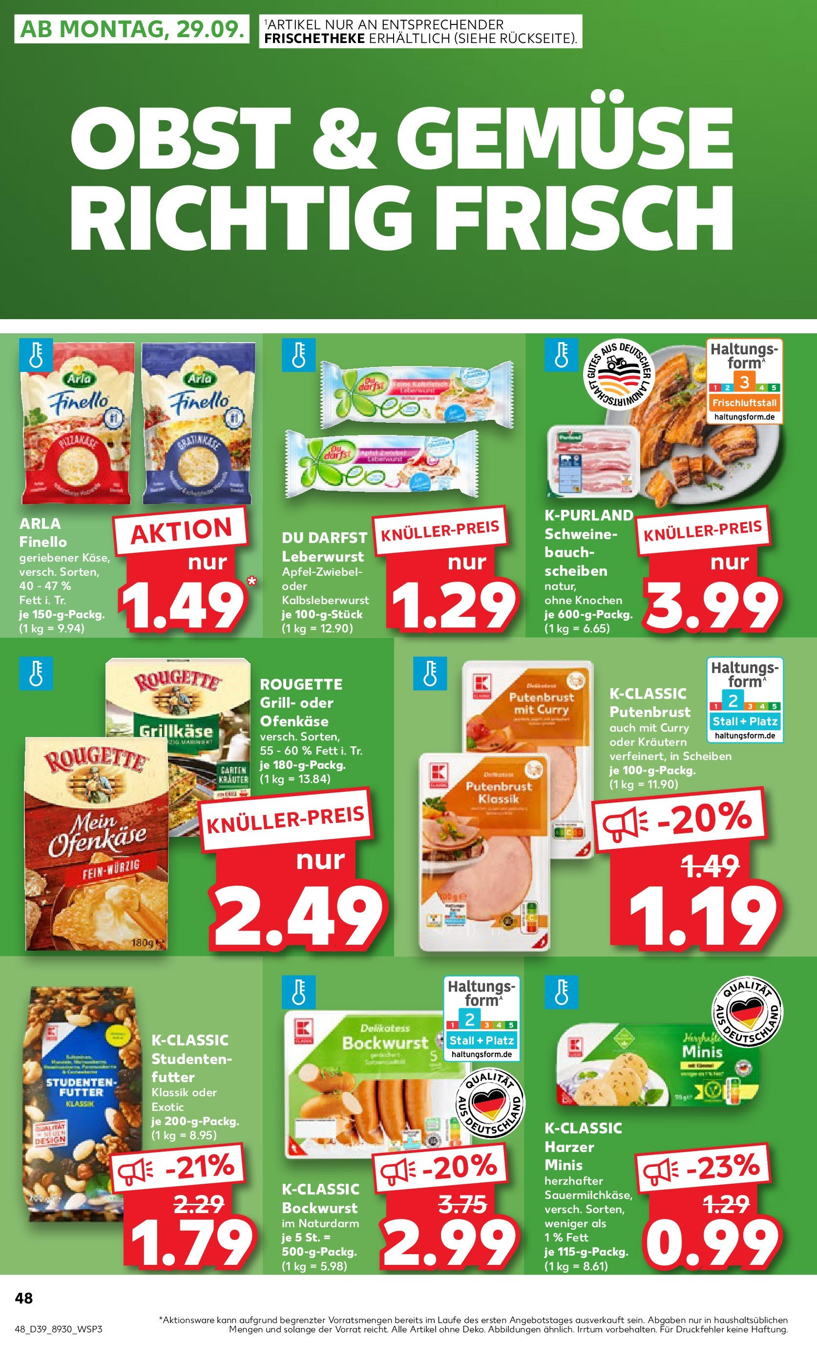 Prospekt Kaufland ab 25.09.2025 » Angebote Online zum Blättern | Seite: 48 | Produkte: Bockwurst, Grill, Gemüse, Obst