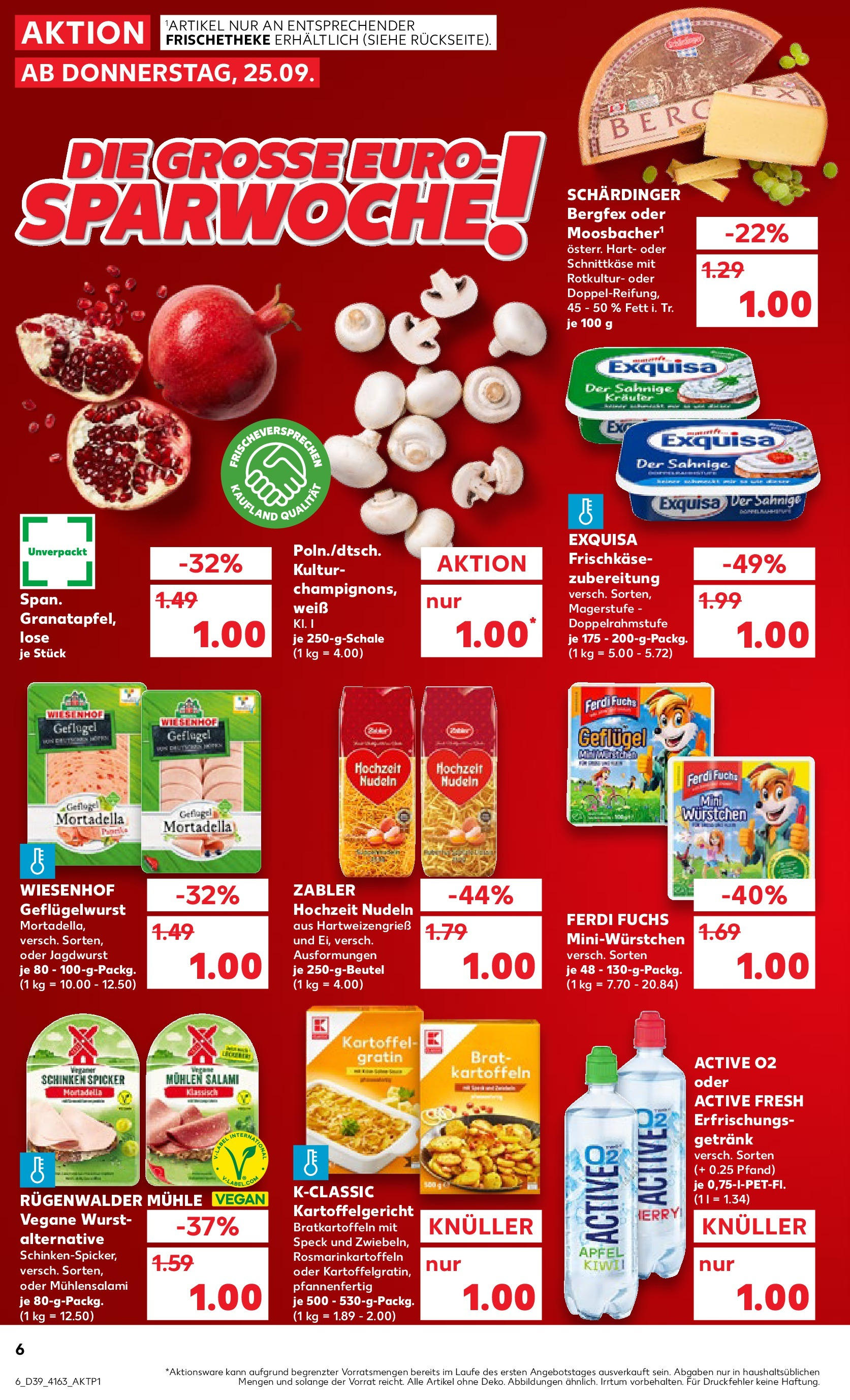 Prospekt Kaufland ab 25.09.2025 » Angebote Online zum Blättern | Seite: 6 | Produkte: Mühle, Exquisa, Nudeln, Frischkase