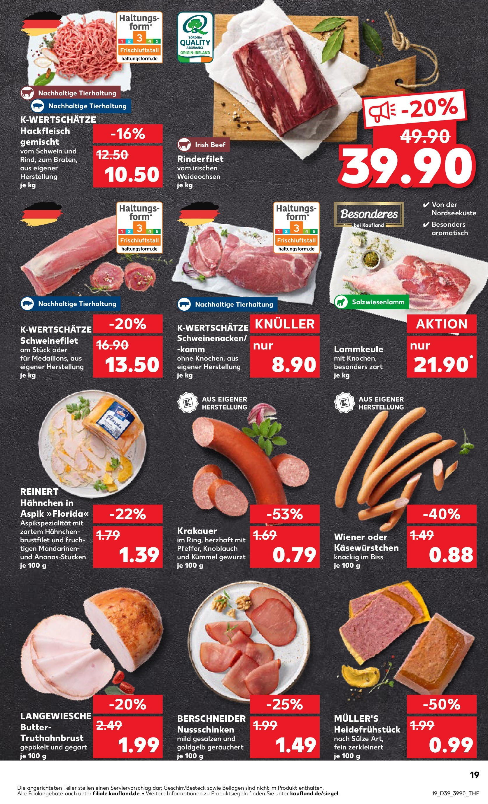 Prospekt Kaufland ab 25.09.2025 » Angebote Online zum Blättern | Seite: 19 | Produkte: Lammkeule, Hahnchen, Mandarinen, Knoblauch
