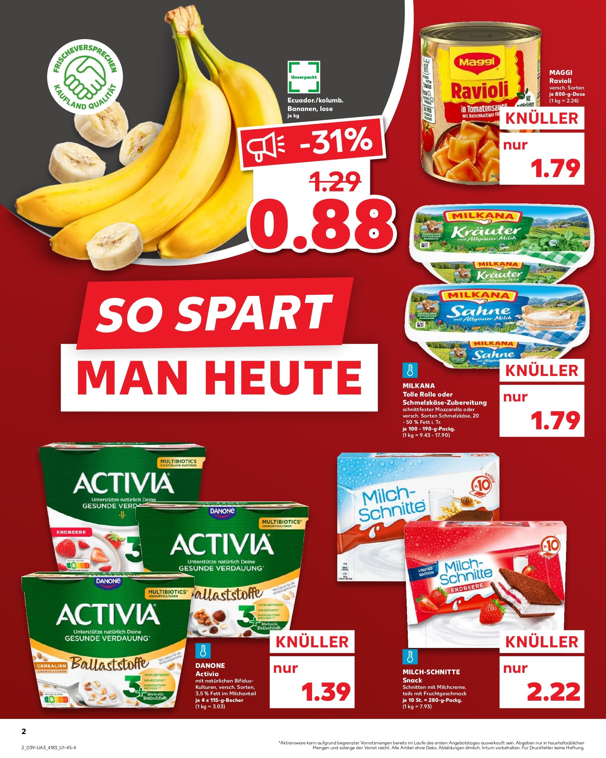 Prospekt Kaufland ab 25.09.2025 » Angebote Online zum Blättern | Seite: 2 | Produkte: Danone activia, Maggi, Milch, Milkana