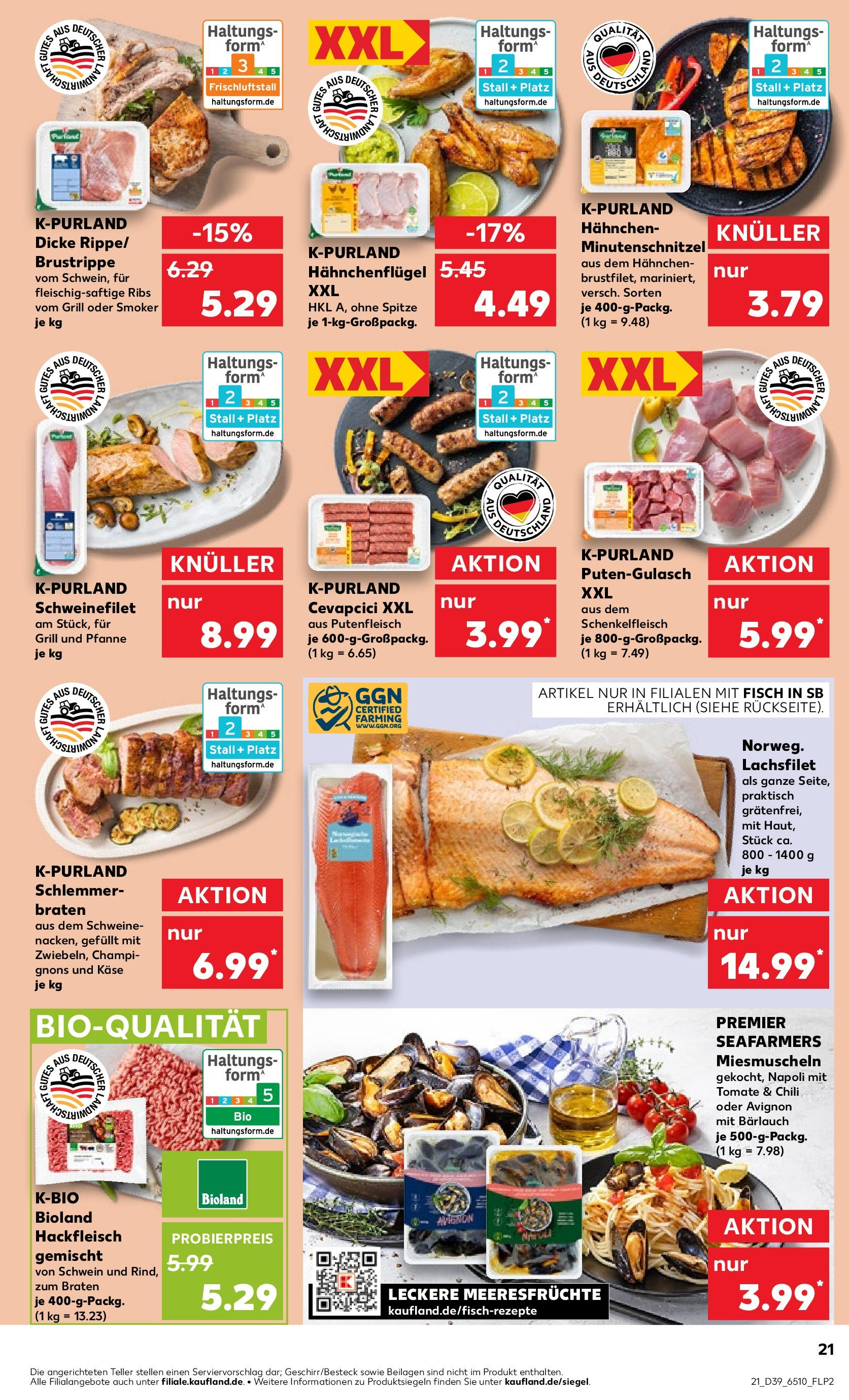 Prospekt Kaufland ab 25.09.2025 » Angebote Online zum Blättern | Seite: 25 | Produkte: Käse, Schweinefilet, Meeresfrüchte, Hackfleisch