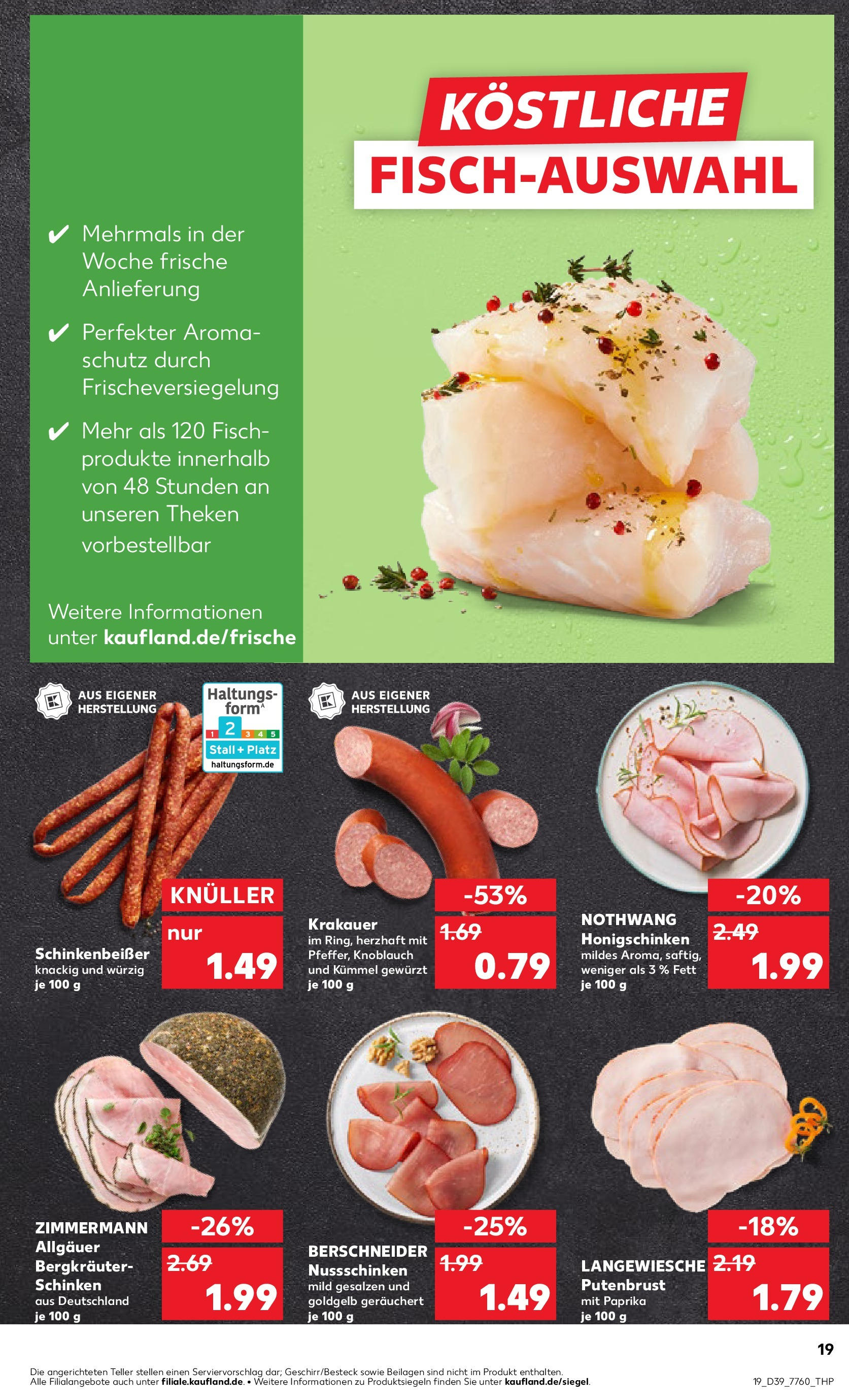 Prospekt Kaufland ab 25.09.2025 » Angebote Online zum Blättern | Seite: 19 | Produkte: Fisch, Paprika, Knoblauch, Schinken