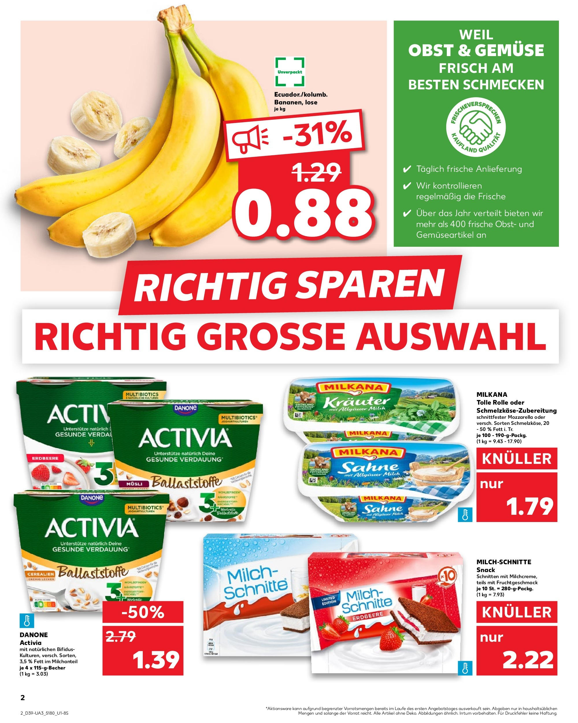 Prospekt Kaufland ab 25.09.2025 » Angebote Online zum Blättern | Seite: 2 | Produkte: Activia, Milkana, Gemüse, Sahne