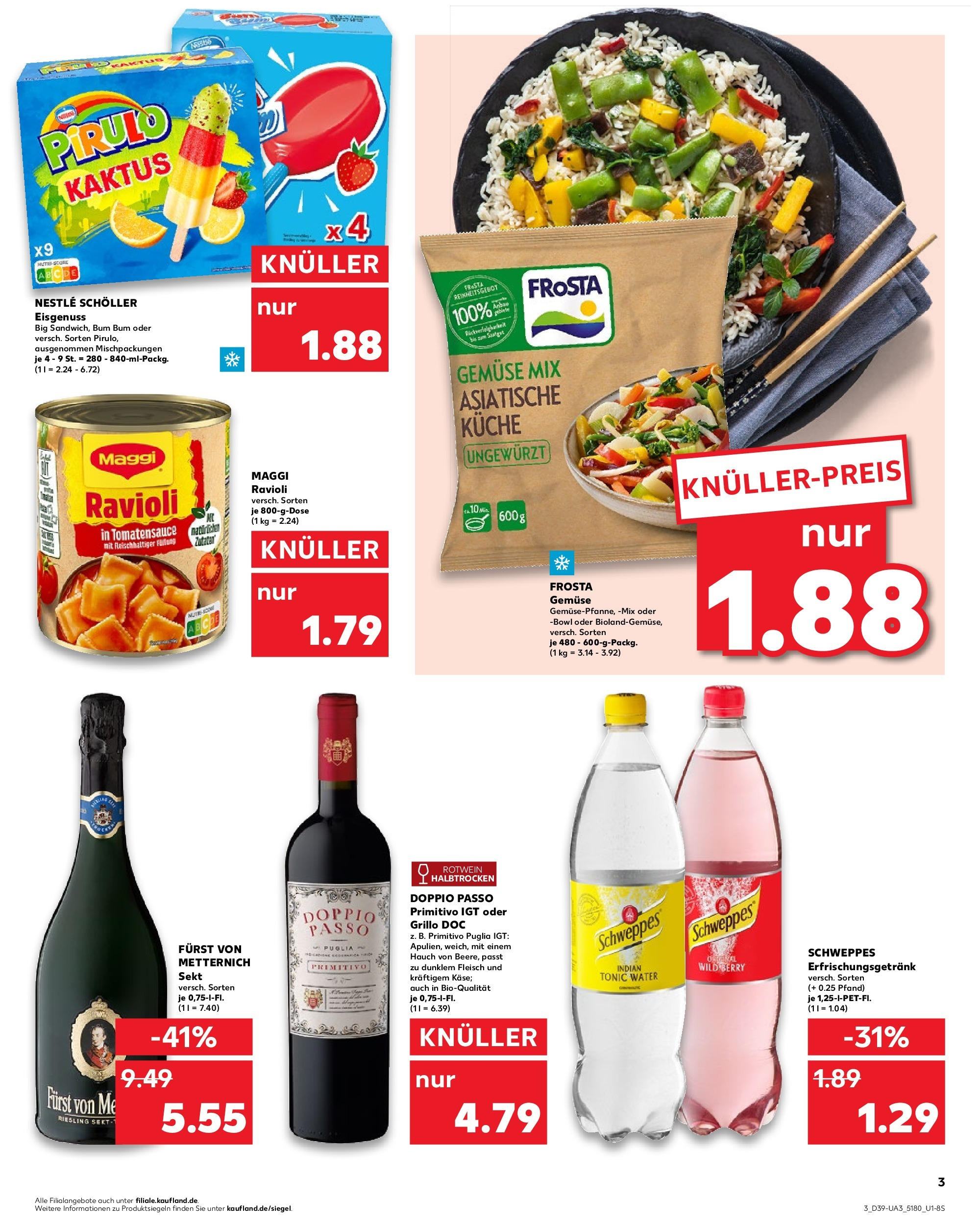 Prospekt Kaufland ab 25.09.2025 » Angebote Online zum Blättern | Seite: 3 | Produkte: Rotwein halbtrocken, Doppio passo primitivo, Doppio Passo, Fleisch