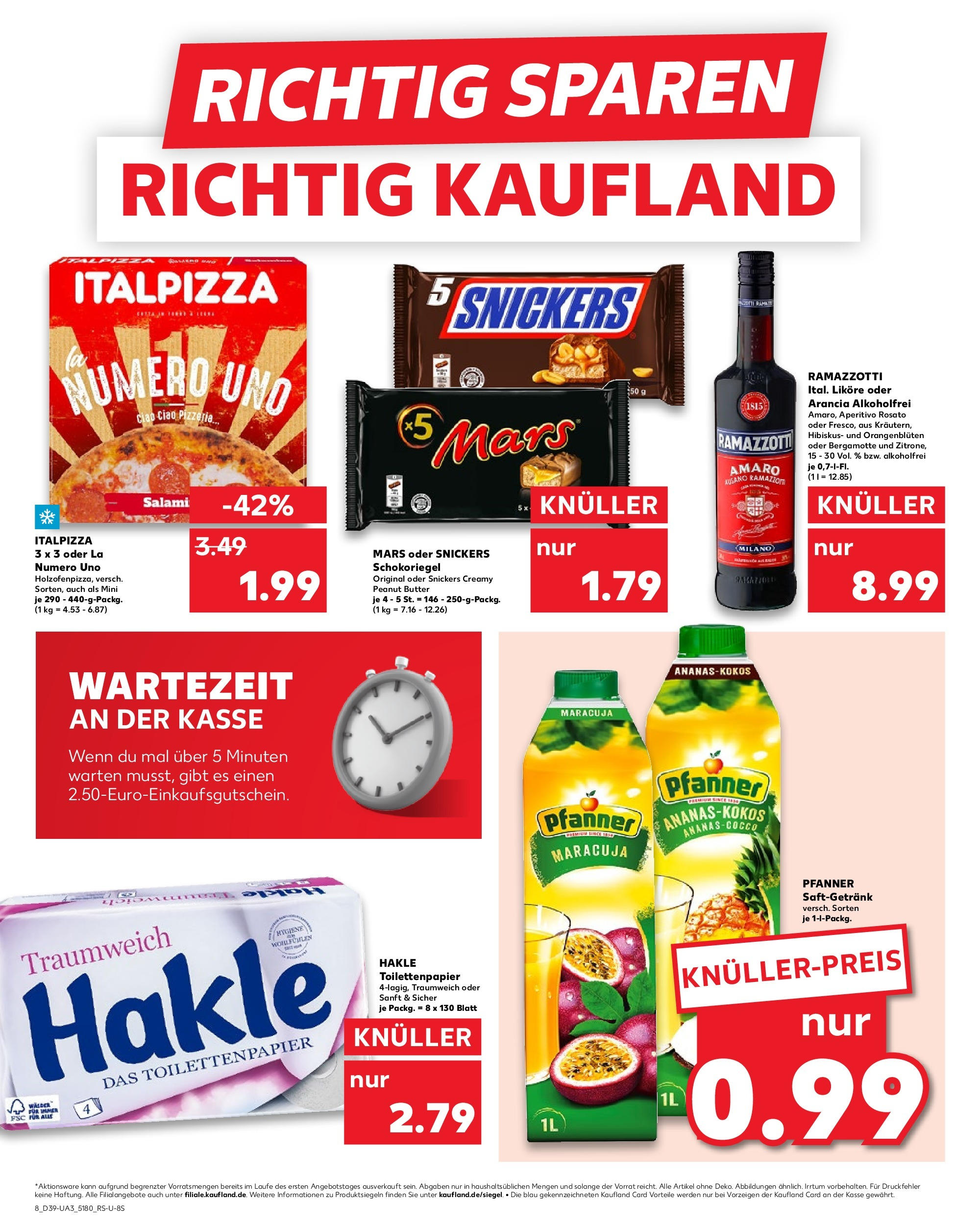 Prospekt Kaufland ab 25.09.2025 » Angebote Online zum Blättern | Seite: 8 | Produkte: Snickers, Wasser, Ramazzotti, Toilettenpapier