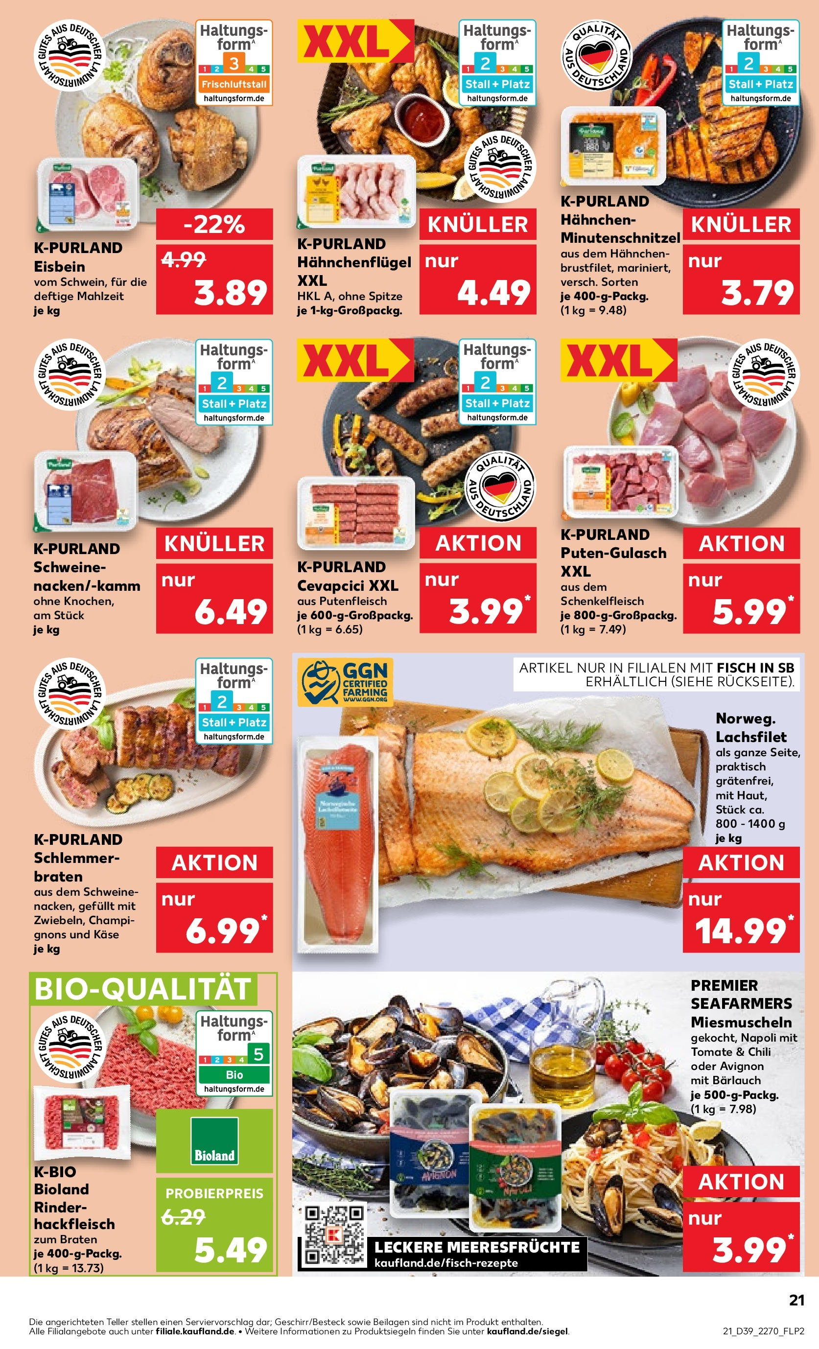 Prospekt Kaufland ab 25.09.2025 » Angebote Online zum Blättern | Seite: 29 | Produkte: Käse, Cevapcici, Meeresfrüchte, Hackfleisch