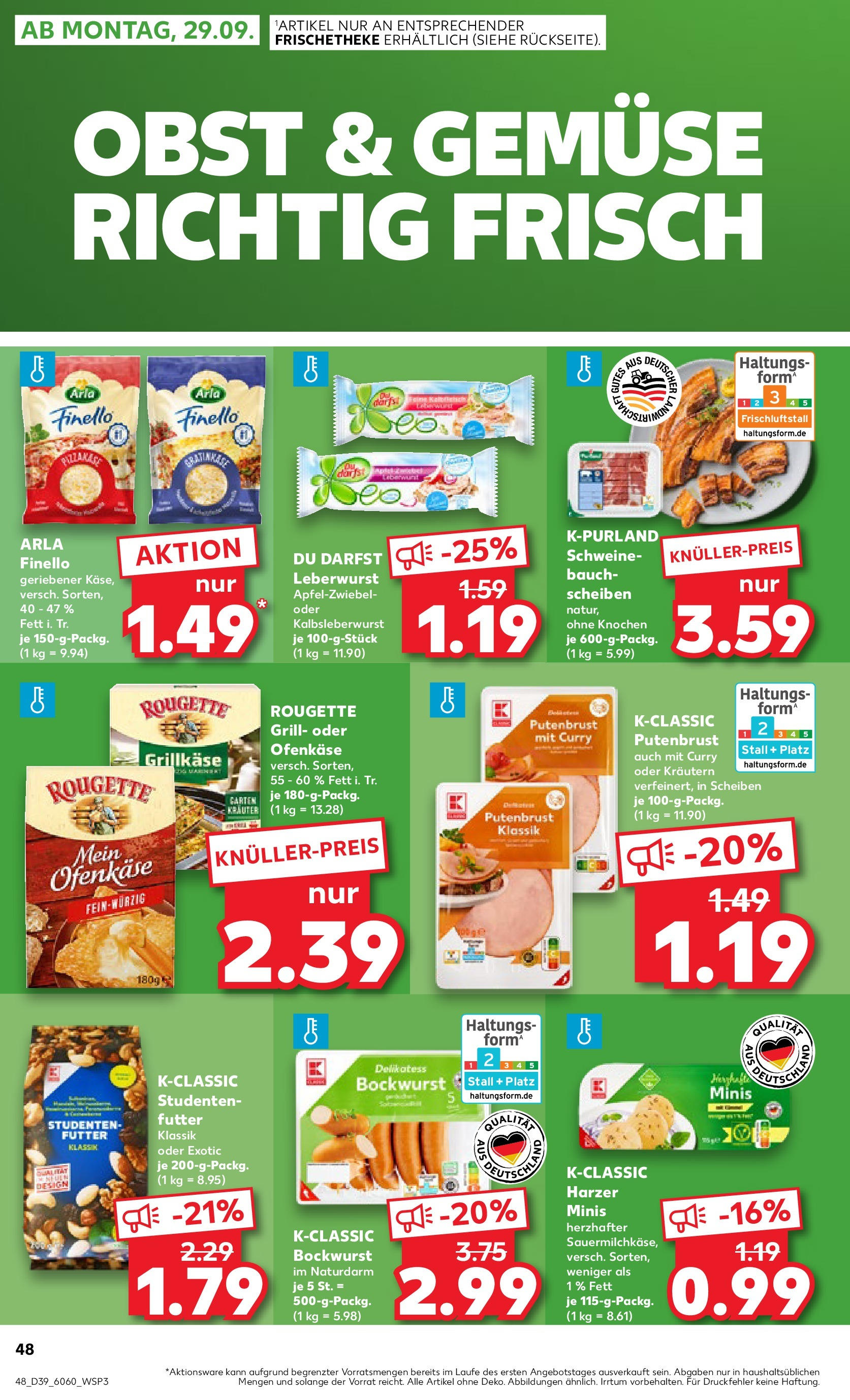 Prospekt Kaufland ab 25.09.2025 » Angebote Online zum Blättern | Seite: 48 | Produkte: Bockwurst, Grill, Gemüse, Obst
