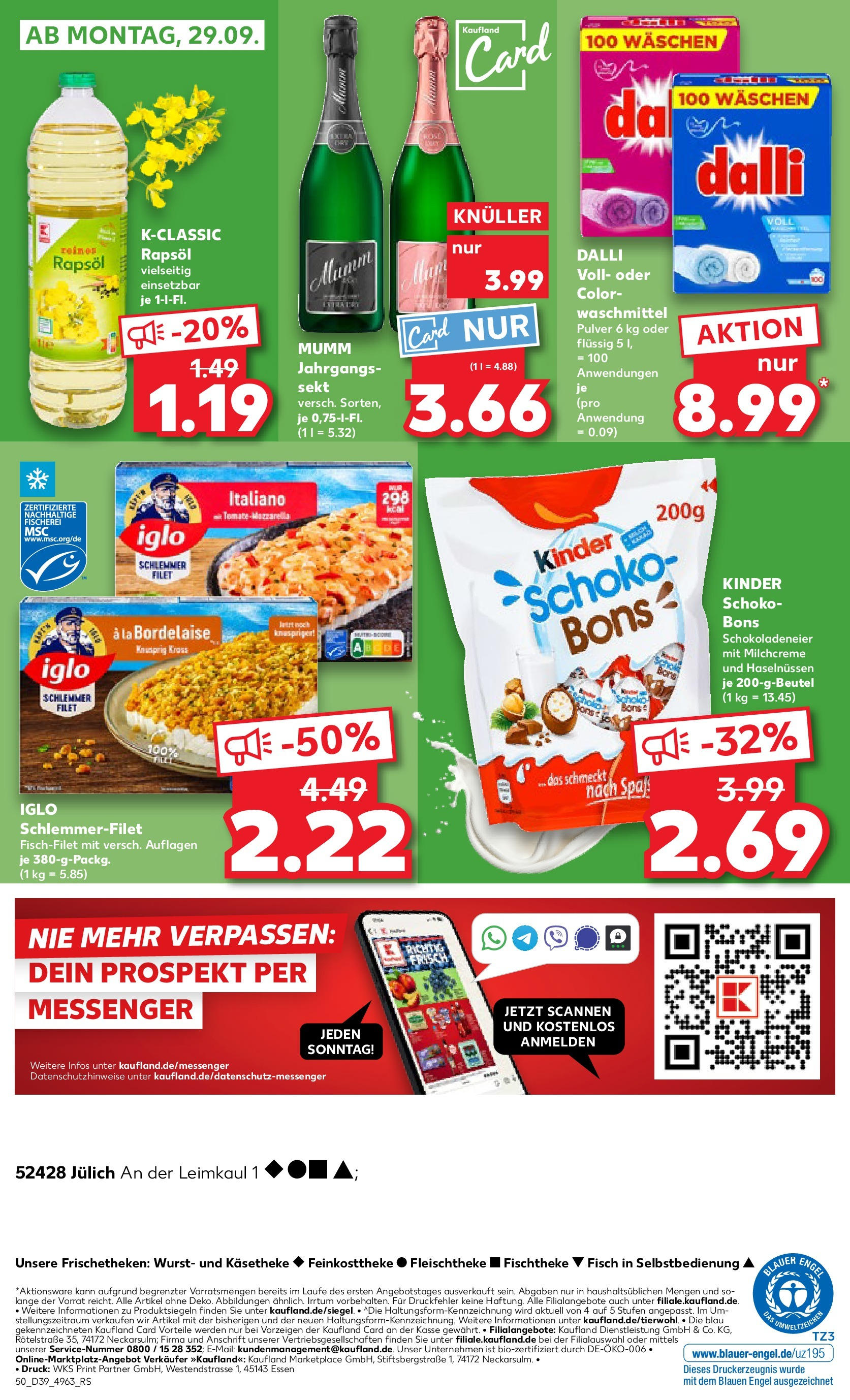 Prospekt Kaufland ab 25.09.2025 » Angebote Online zum Blättern | Seite: 50 | Produkte: Sekt, Fisch, Waschmittel, Wurst