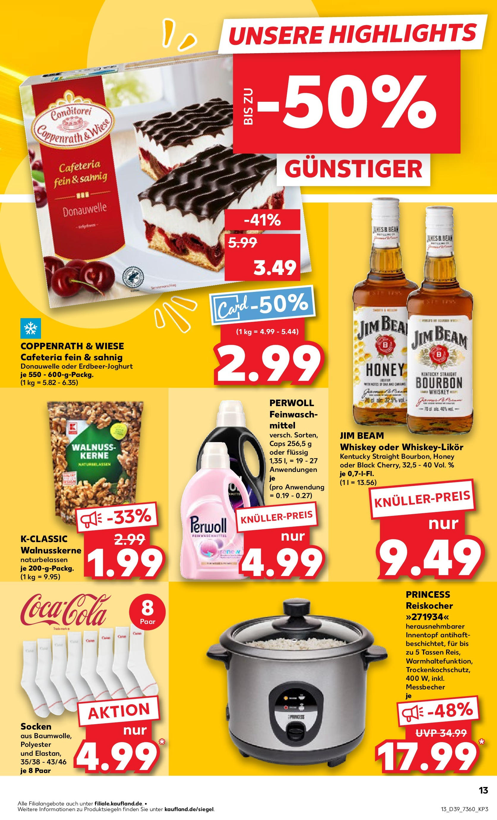 Prospekt Kaufland ab 25.09.2025 » Angebote Online zum Blättern | Seite: 13 | Produkte: Jim beam, Socken, Reis, Bourbon