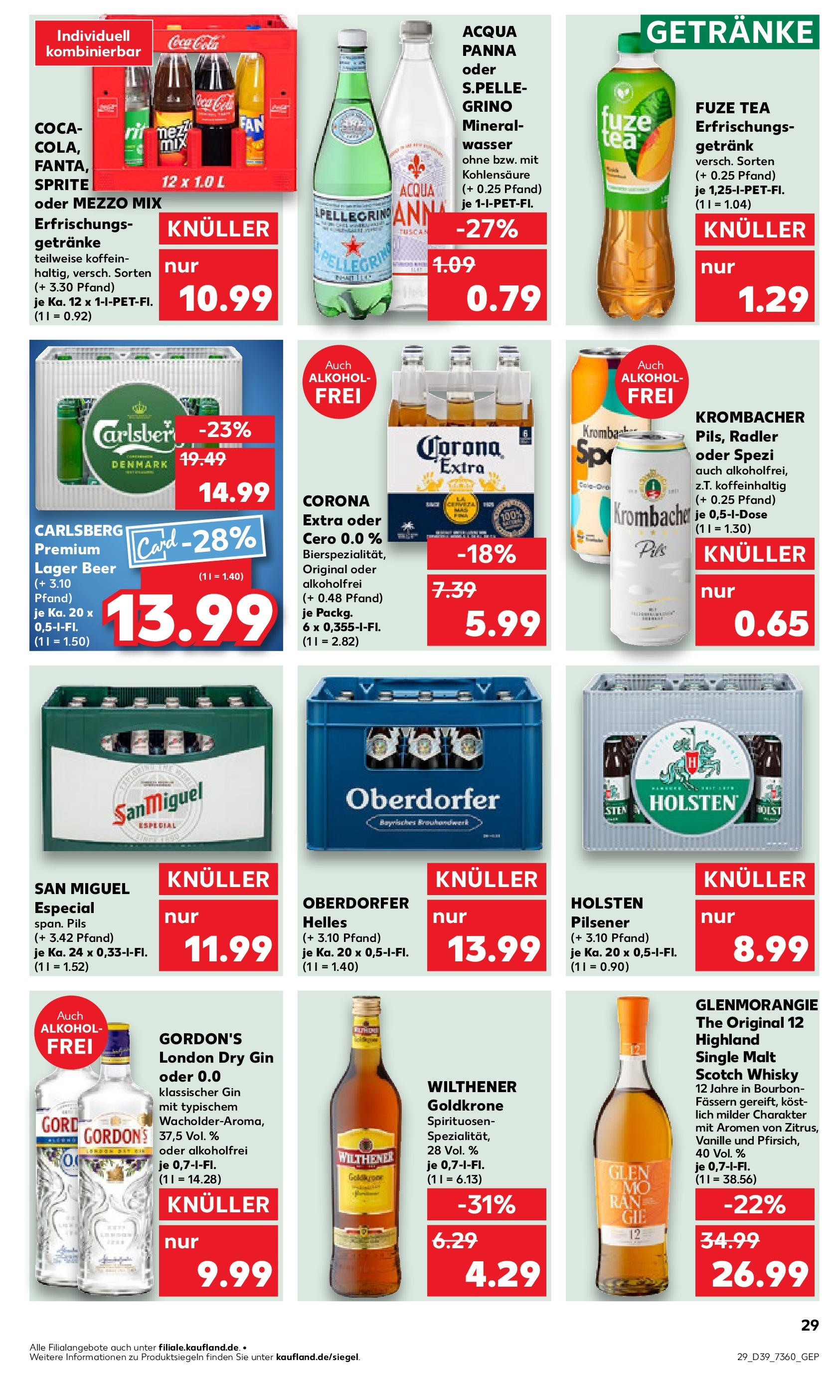 Prospekt Kaufland ab 25.09.2025 » Angebote Online zum Blättern | Seite: 29 | Produkte: Coca cola, Sprite, Cola, Wasser