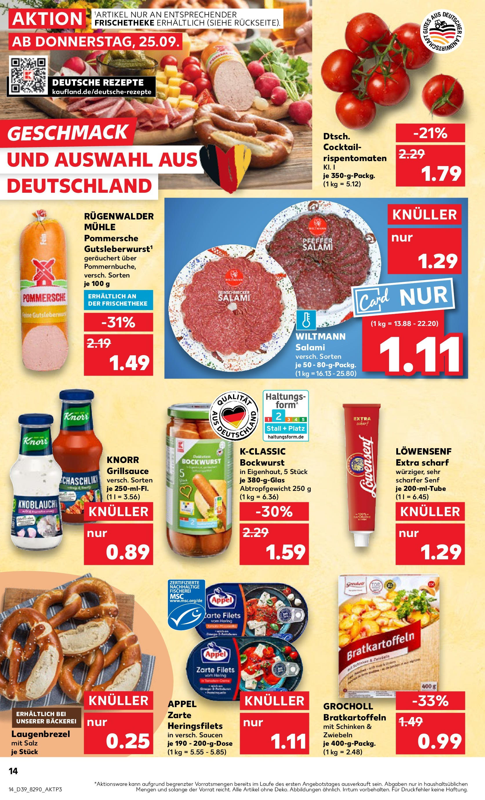 Prospekt Kaufland ab 25.09.2025 » Angebote Online zum Blättern | Seite: 14 | Produkte: Grill, Mühle, Bäckerei, Salz