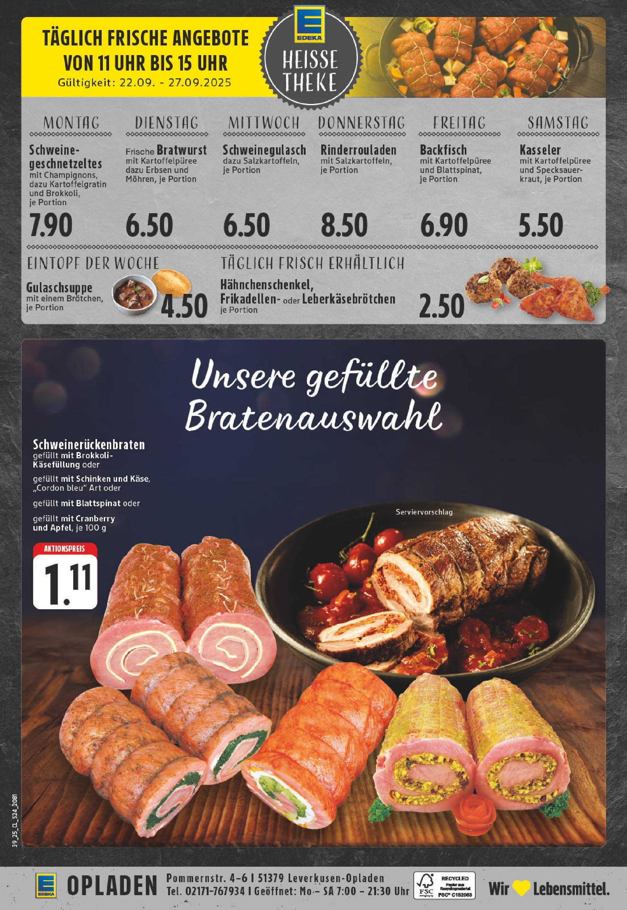 Edeka prospekt Leverkusen (ab 21.09.2025) » Angebote Online | Seite: 24 | Produkte: Rinderrouladen, Schweinegulasch, Bratwurst, Schinken Edeka prospekt Leverkusen (ab 21.09.2025) » Angebote Online | Seite: 24 | Produkte: Rinderrouladen, Schweinegulasch, Bratwurst, Schinken