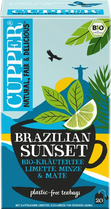 Cupper Kräutertee "Brazilian Sunset" mit Limette, Minze & Mate (20 Beutel)