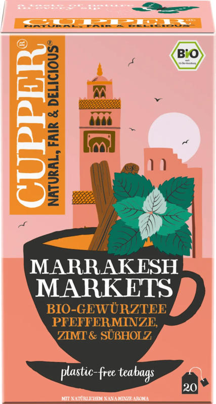 Cupper Kräutertee "Marrakesh Markets" mit Pfefferminze, Zimt & Süßholz (20 Beutel)