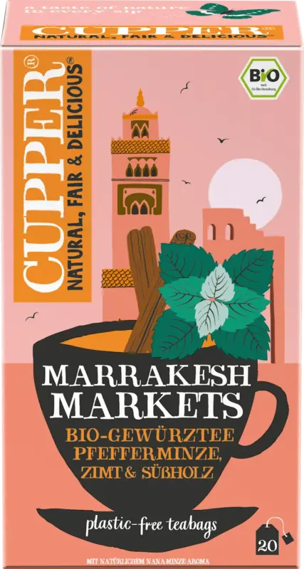 Cupper Kräutertee "Marrakesh Markets" mit Pfefferminze, Zimt & Süßholz (20 Beutel)