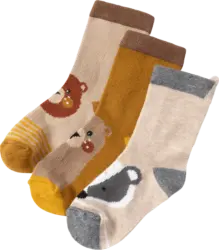 ALANA Socken mit Waldtier-Motiv, braun + beige + grau, Gr. 27/29