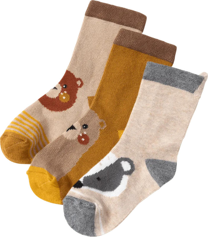ALANA Socken mit Waldtier-Motiv, braun + beige + grau, Gr. 23/26