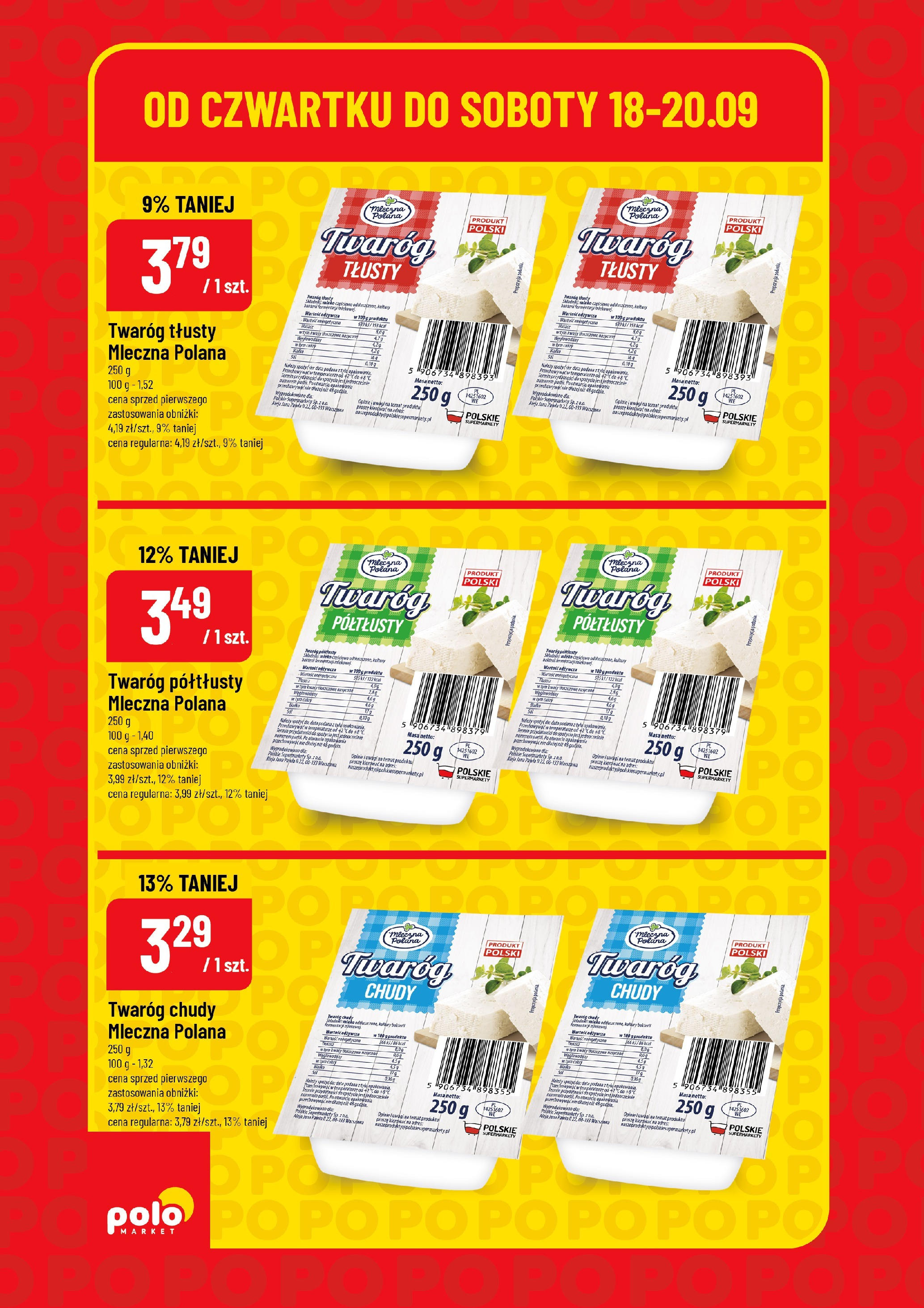 POLOmarket gazetka od jutra (18.09.2025) - Nowa PDF | Strona: 4 | Produkty: Twaróg chudy, Twaróg tłusty, Twaróg półtłusty, Twaróg