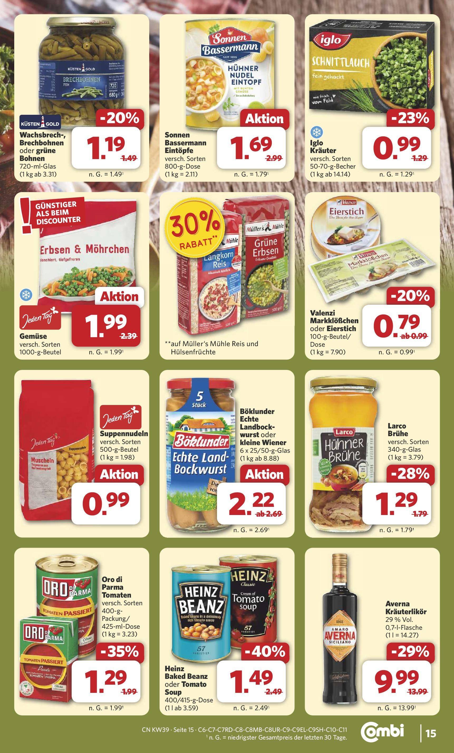 Combi Prospekt Borchen	 (ab 21.09.2025) zum Blättern | Seite: 18 | Produkte: Bockwurst, Gemüse, Wurst, Erbsen