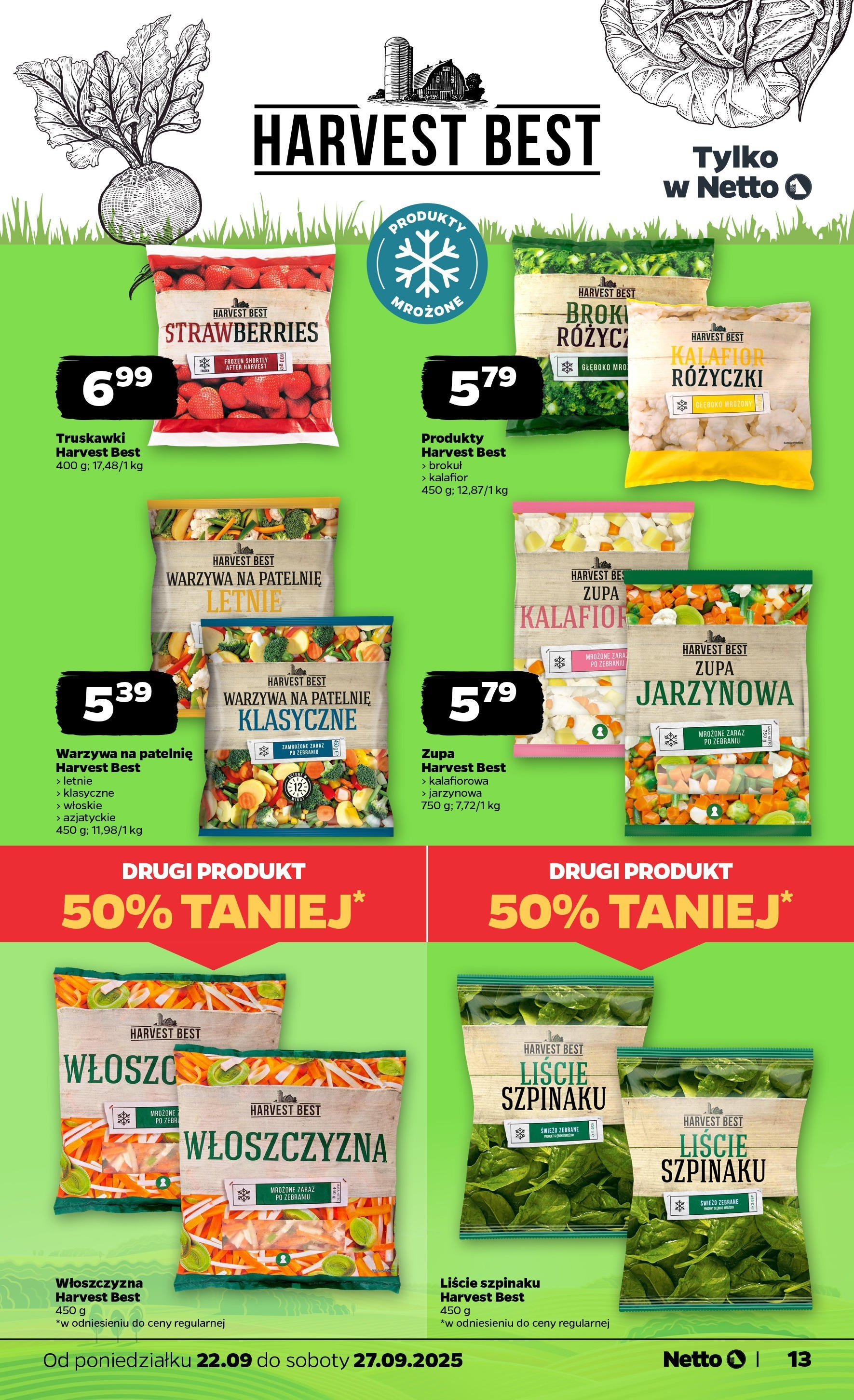 Netto gazetka - Spożywcza od 22.09.2025 - Aktualne promocje | Strona: 13 | Produkty: Kalafior, Warzywa na patelnie, Patelnie, Warzywa