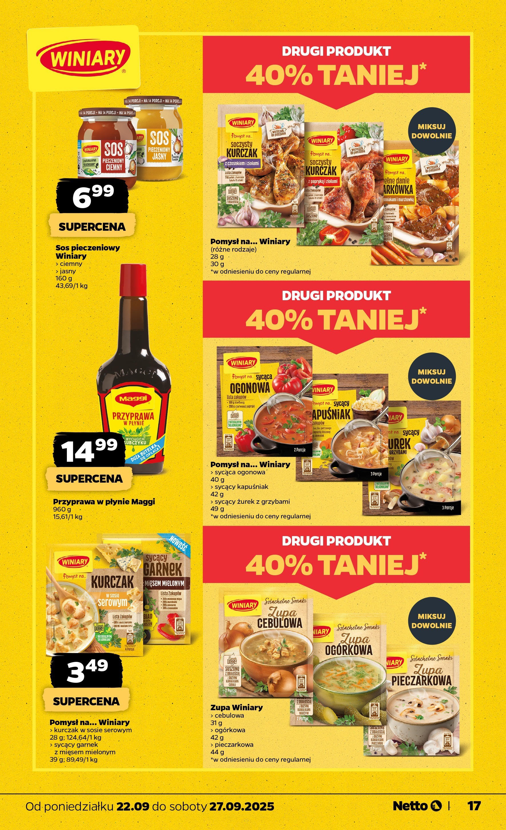 Netto gazetka - Spożywcza od 22.09.2025 - Aktualne promocje | Strona: 17 | Produkty: Piersi, Zurek, Garnek, Marchewka