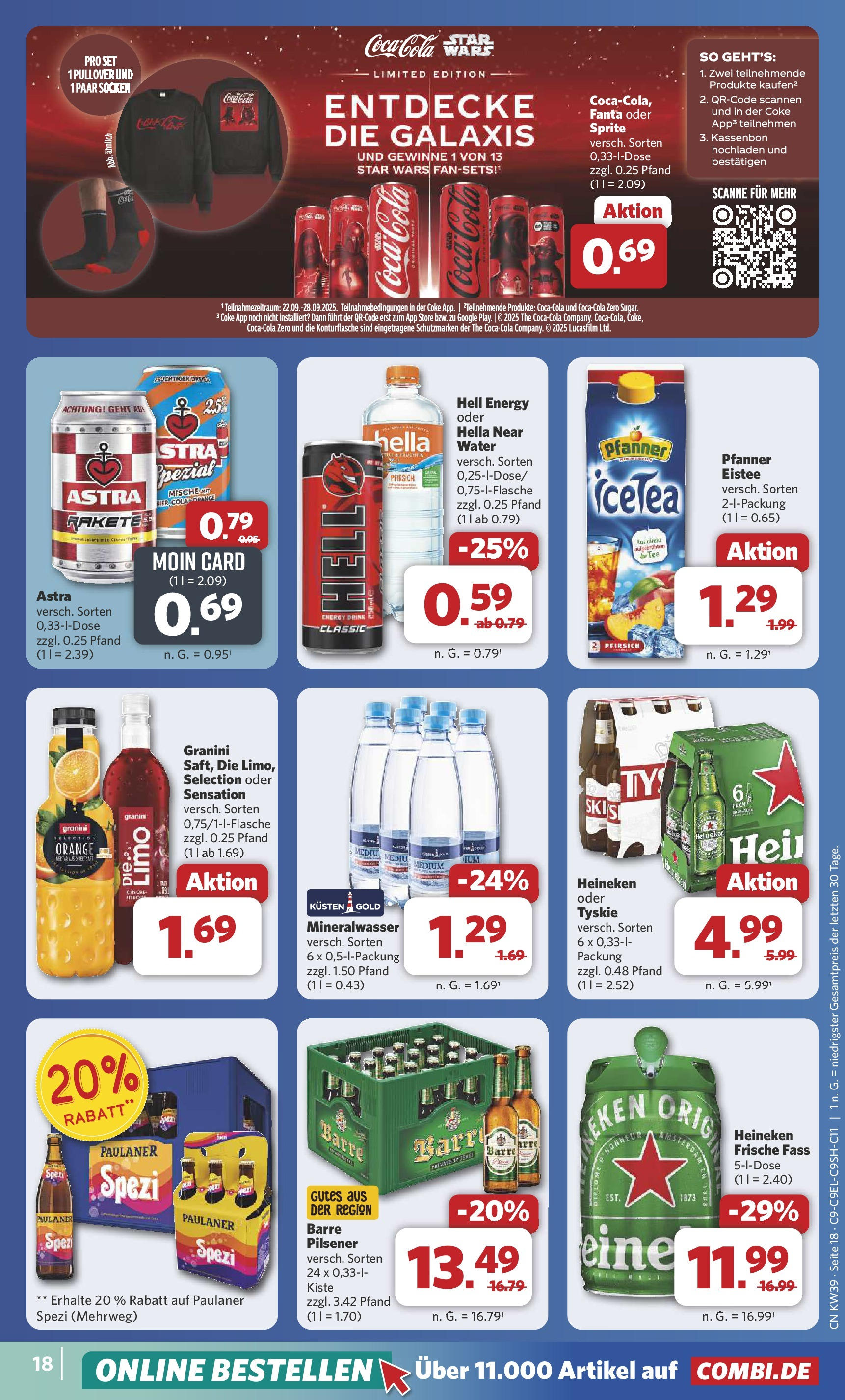 Combi Prospekt Detmold	 (ab 21.09.2025) zum Blättern | Seite: 23 | Produkte: Cola, Energy, Astra, Mineralwasser