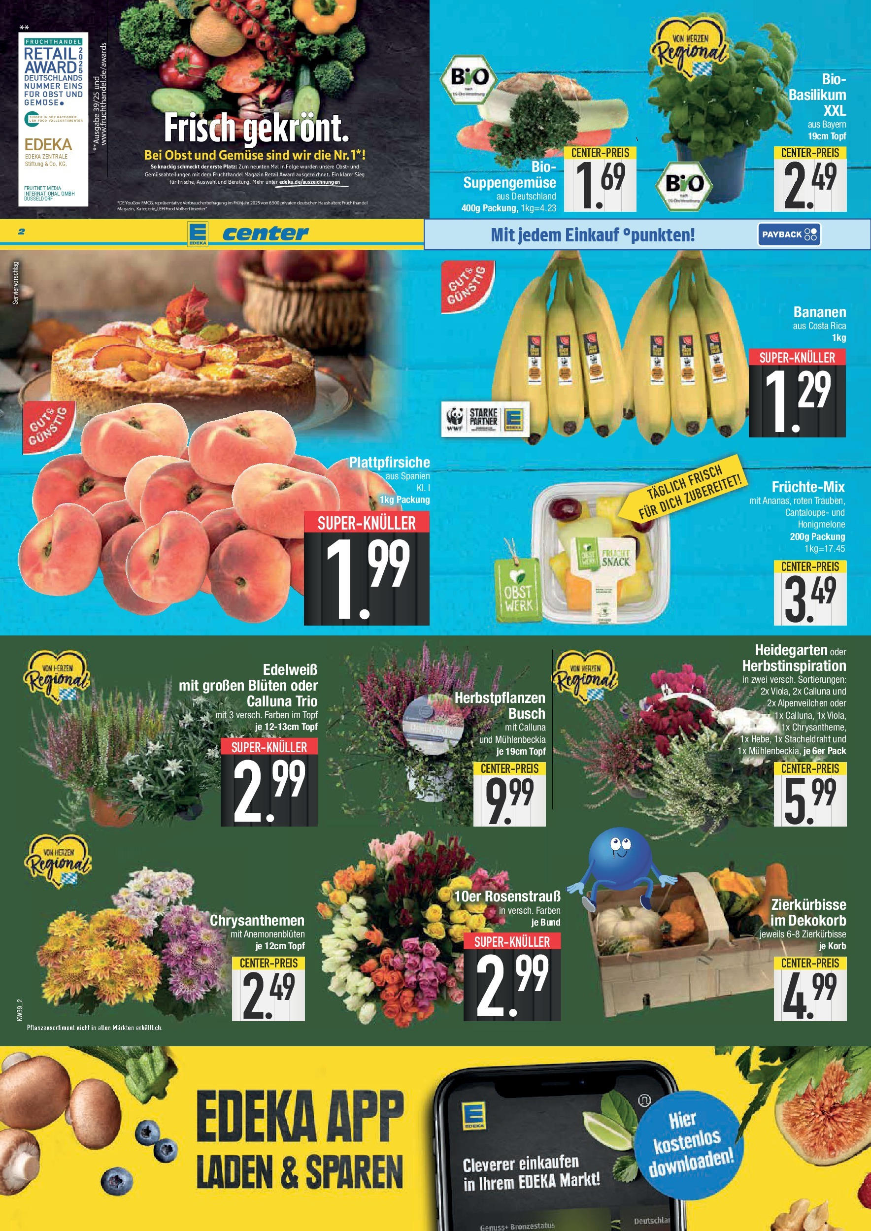 Edeka prospekt Weißenburg	 (ab 21.09.2025) » Angebote Online | Seite: 2 | Produkte: Korb, Bananen, Gemüse, Obst