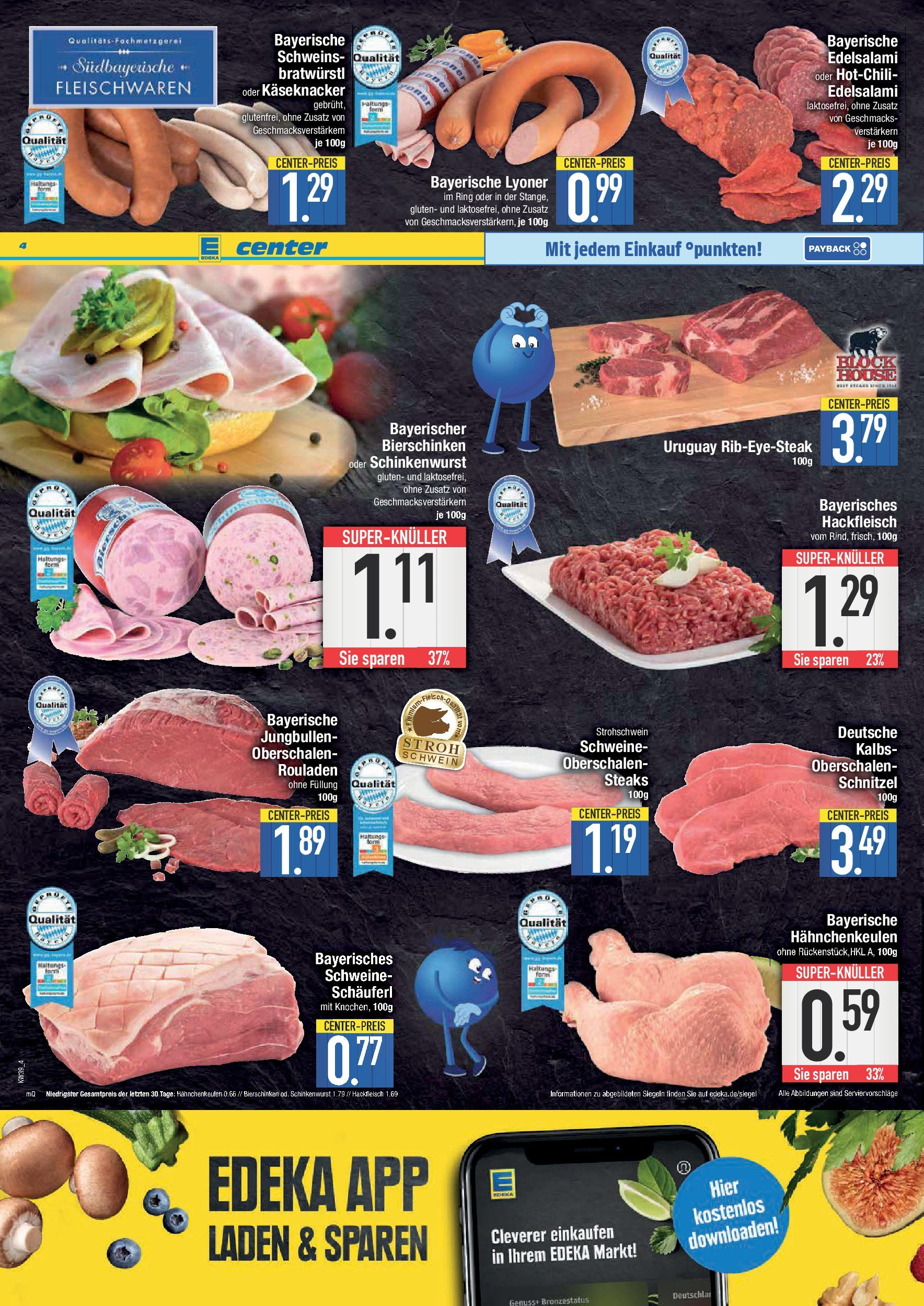 Edeka prospekt Weißenburg	 (ab 21.09.2025) » Angebote Online | Seite: 4 | Produkte: Schnitzel, Steak, Hackfleisch