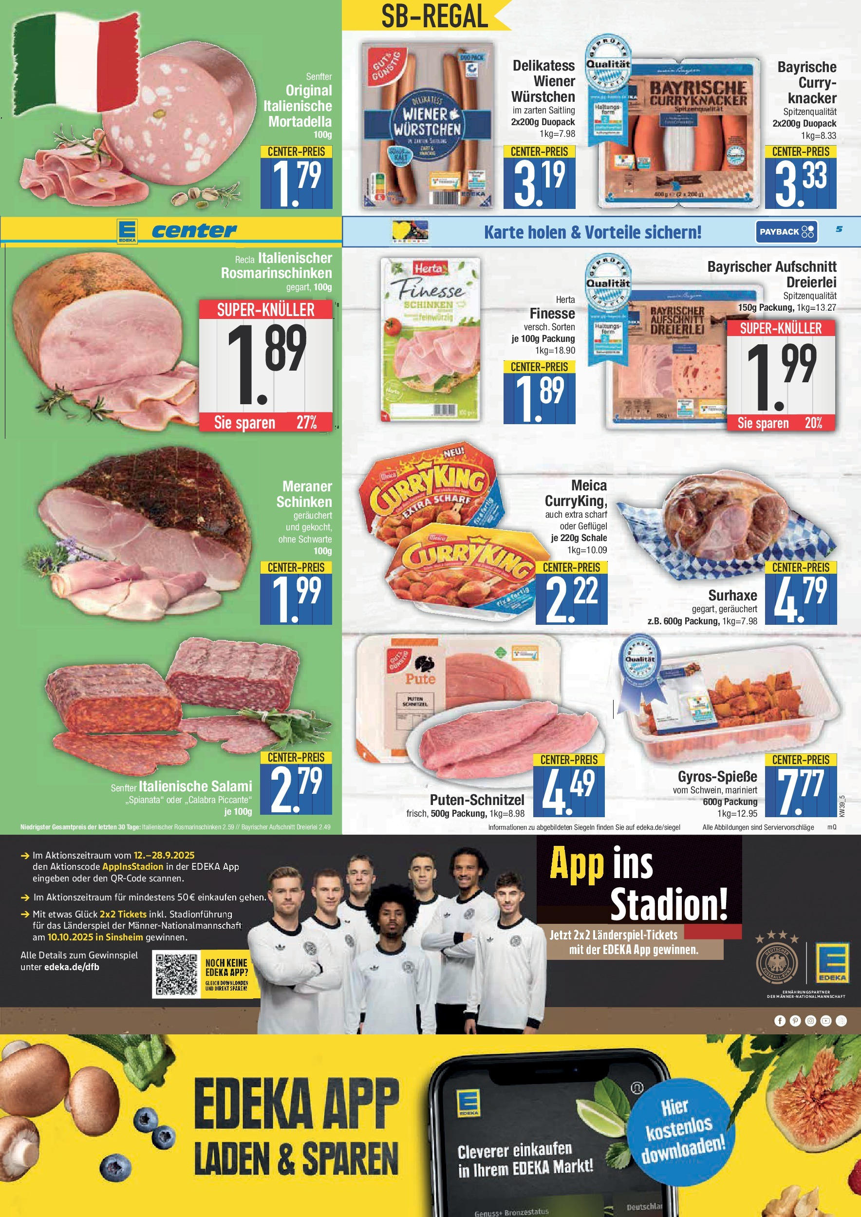 Edeka prospekt Weißenburg	 (ab 21.09.2025) » Angebote Online | Seite: 5 | Produkte: Meica, Gyros, Putenschnitzel, Schinken