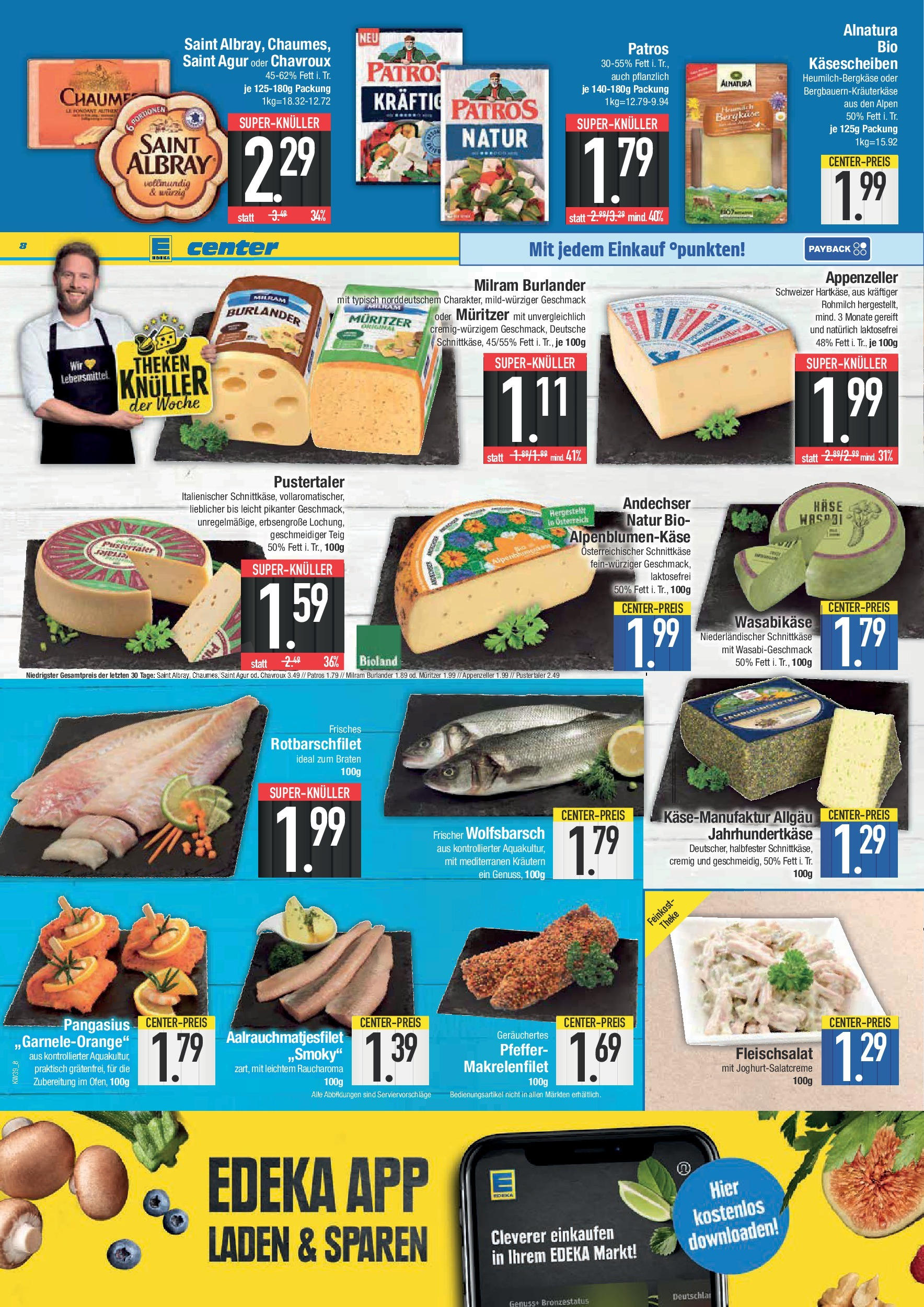 Edeka prospekt Weißenburg	 (ab 21.09.2025) » Angebote Online | Seite: 8 | Produkte: Theke, Patros, Milram, Pfeffer
