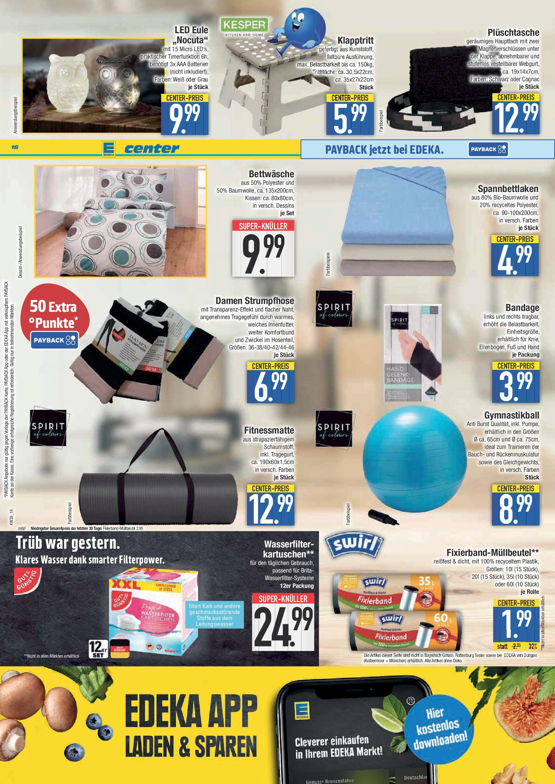 Edeka prospekt Weißenburg	 (ab 21.09.2025) » Angebote Online | Seite: 16 | Produkte: Batterien, Bettwäsche, Wasser, Strumpfhose