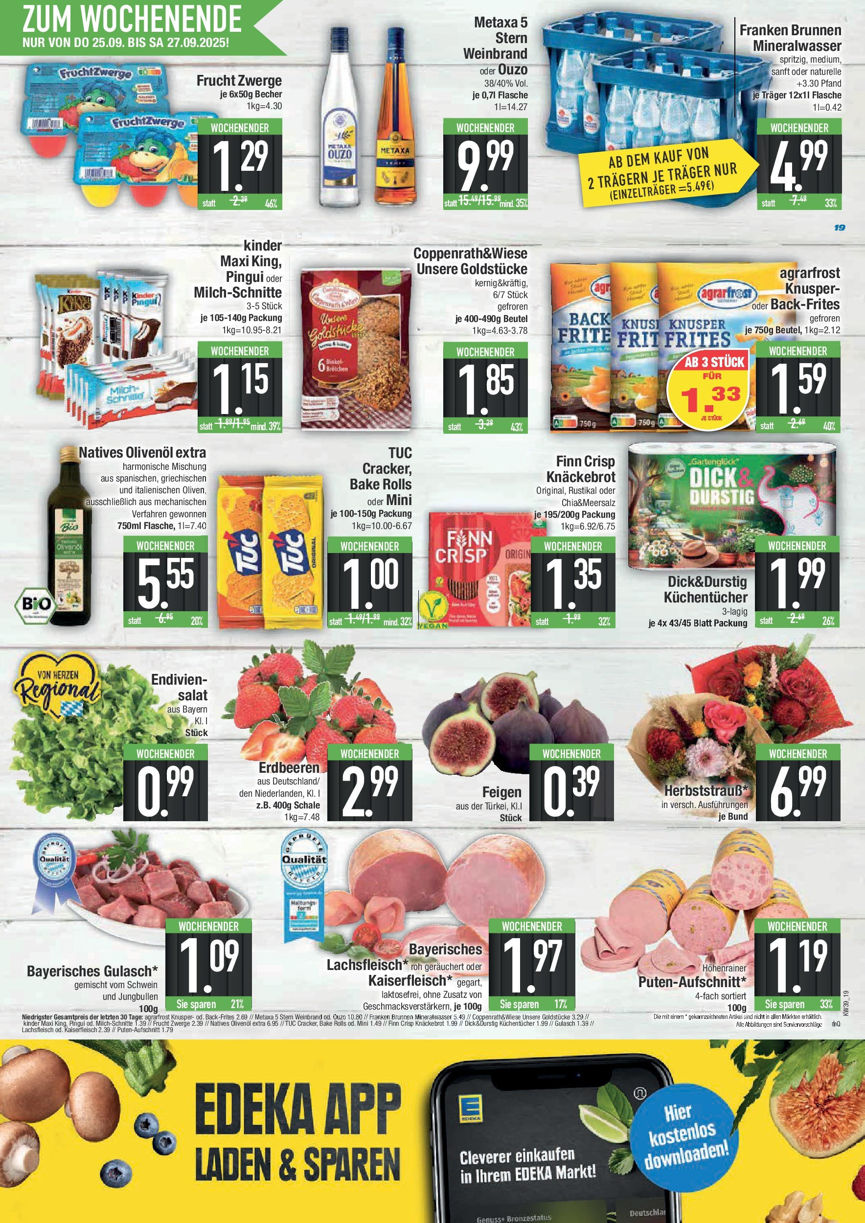 Edeka prospekt Weißenburg	 (ab 21.09.2025) » Angebote Online | Seite: 23 | Produkte: Milch, Metaxa, Erdbeeren, Salat