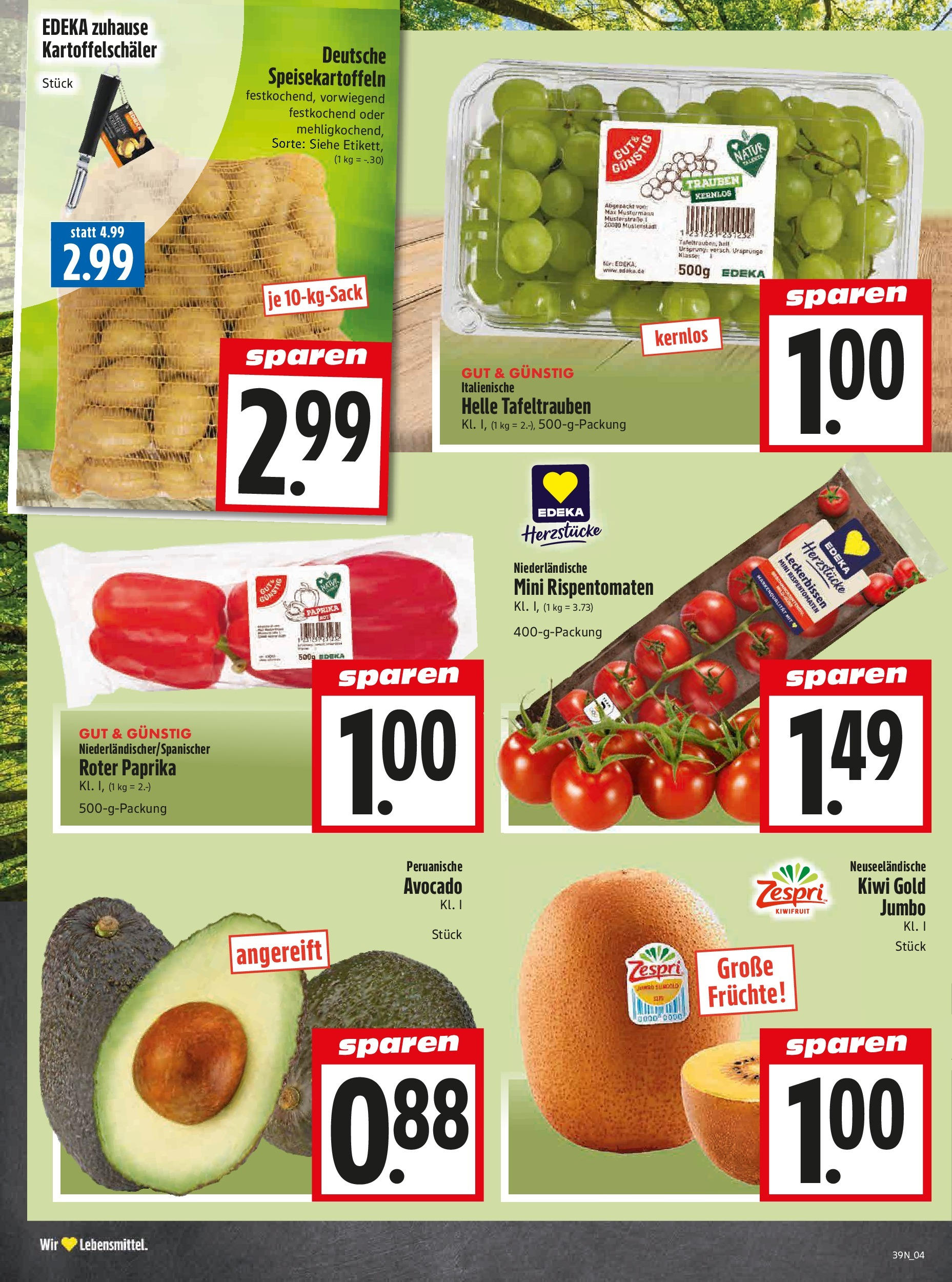 Entdecke - Edeka Hahner: Wochenangebote (ab 21.09.2025) zum Blättern | Seite: 6 | Produkte: Trauben, Avocado, Paprika, Kiwi