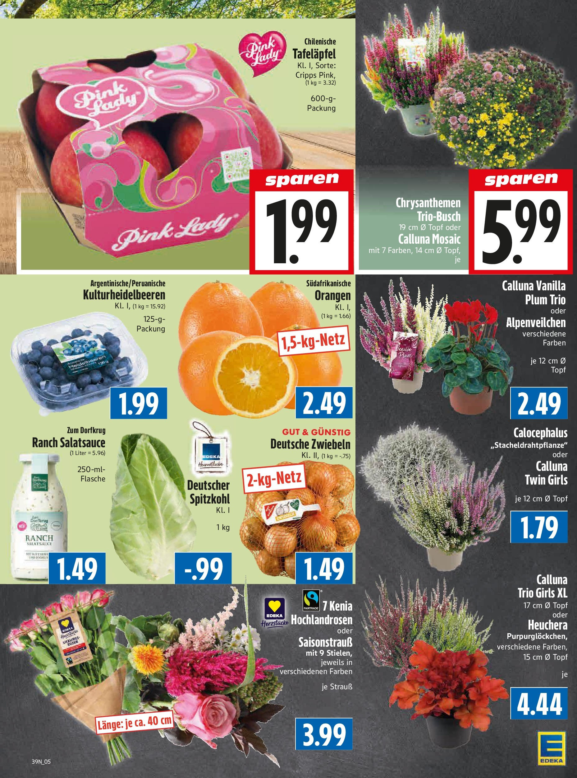 Entdecke - Edeka Hahner: Wochenangebote (ab 21.09.2025) zum Blättern | Seite: 7 | Produkte: Orangen, Heidelbeeren, Zwiebeln