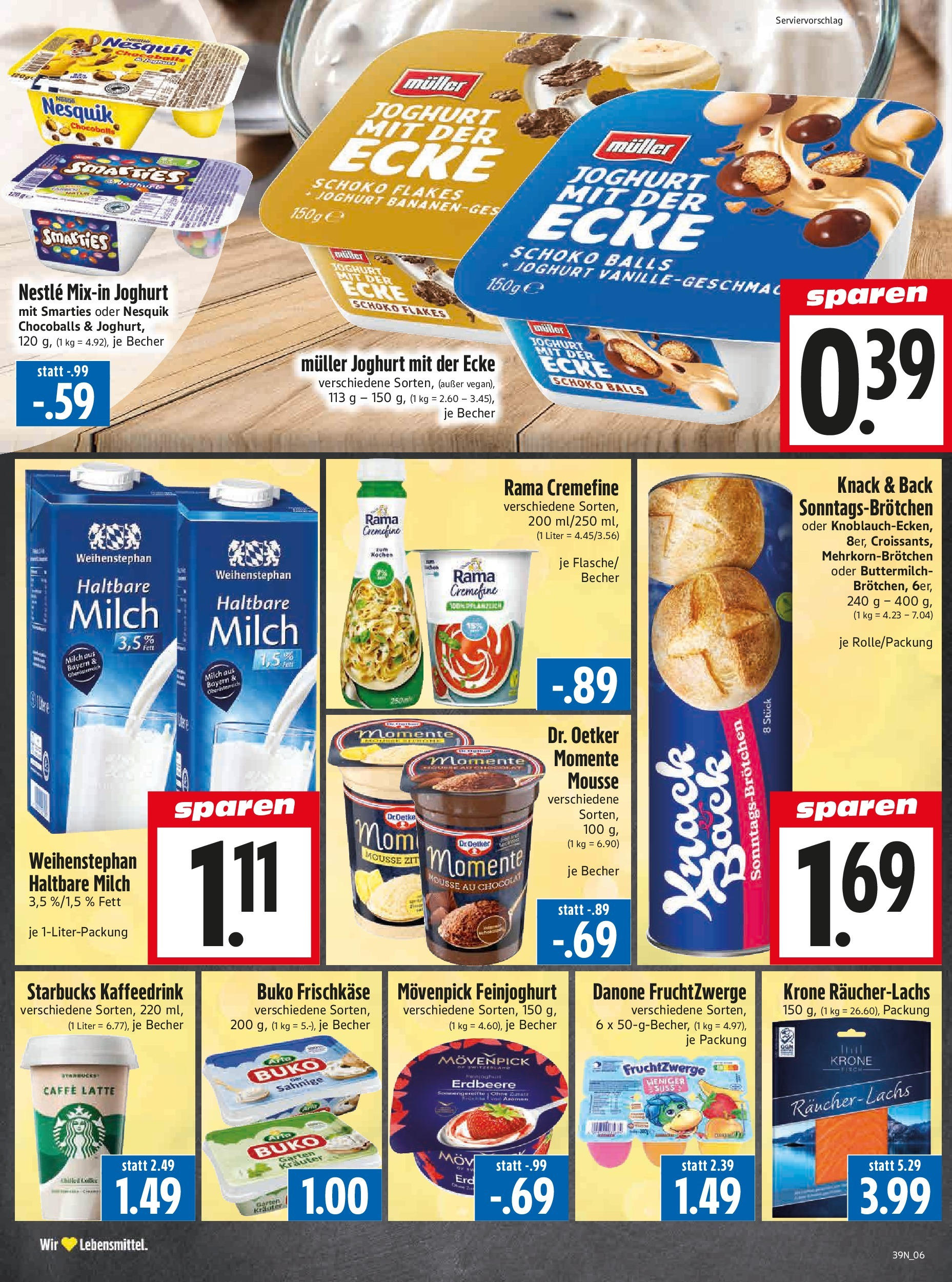 Entdecke - Edeka Hahner: Wochenangebote (ab 21.09.2025) zum Blättern | Seite: 8 | Produkte: Buttermilch, Rama, Rama cremefine, Starbucks