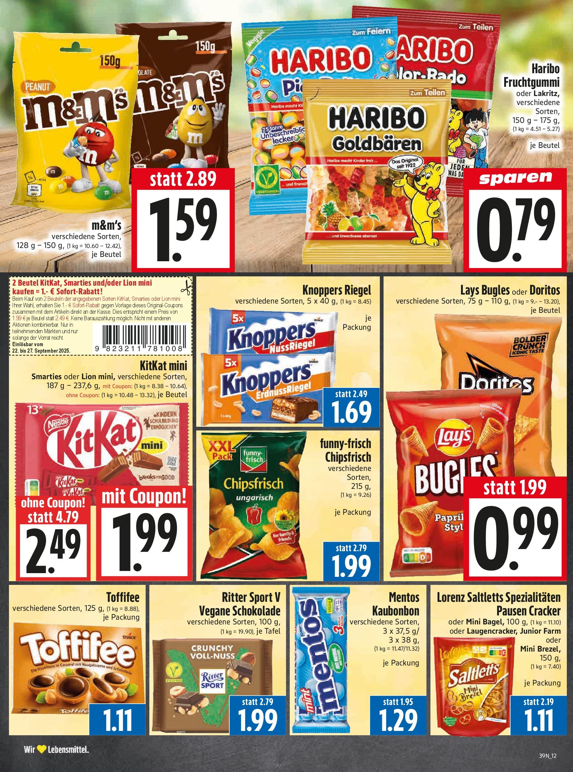 Entdecke - Edeka Hahner: Wochenangebote (ab 21.09.2025) zum Blättern | Seite: 14 | Produkte: Haribo, Ritter sport, Funny frisch, Toffifee