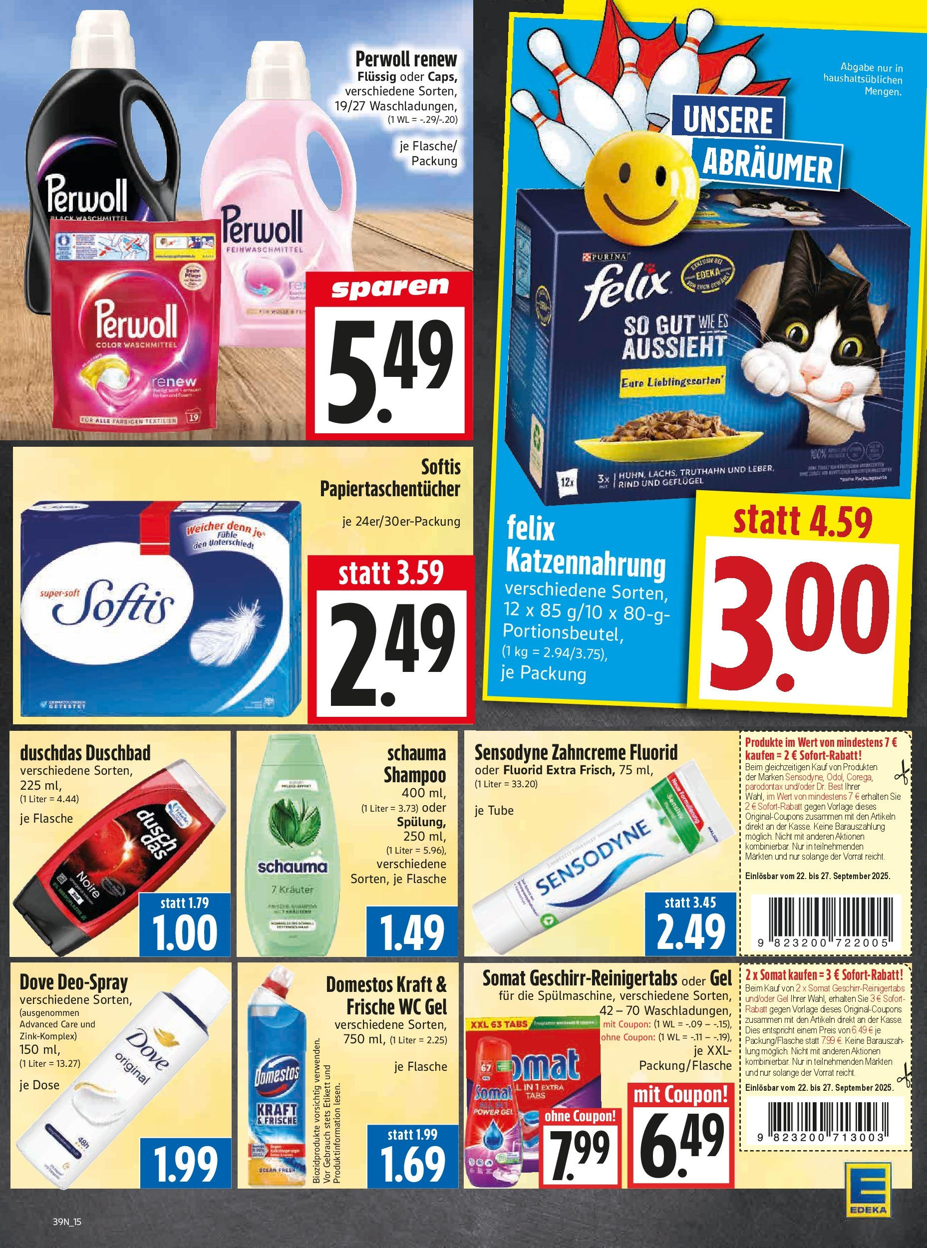 Entdecke - Edeka Hahner: Wochenangebote (ab 21.09.2025) zum Blättern | Seite: 17 | Produkte: Shampoo, Duschdas, Waschmittel, Deospray