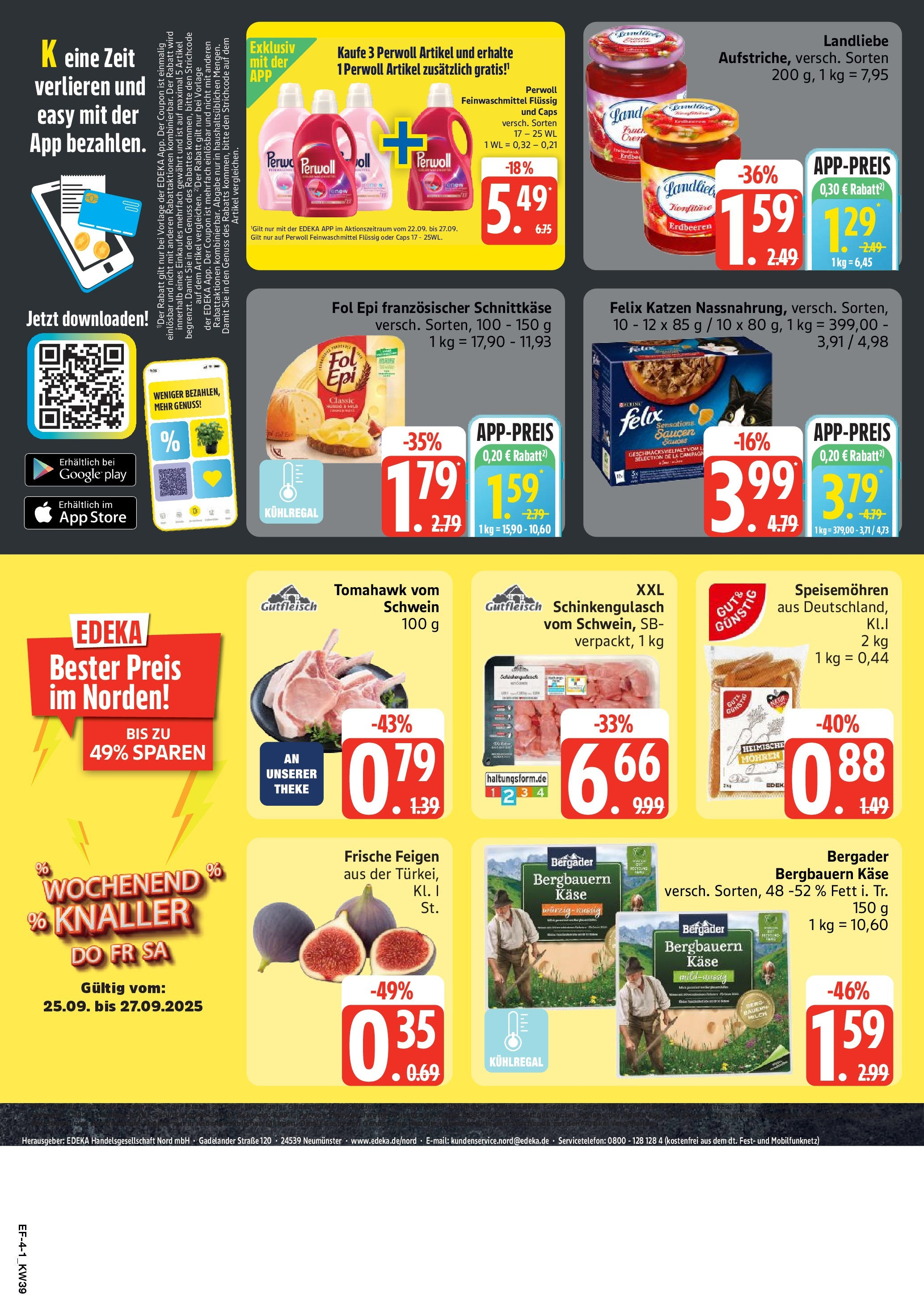 Edeka prospekt Hamburg	 (ab 21.09.2025) » Angebote Online | Seite: 4 | Produkte: Käse, Theke, Perwoll, Erdbeeren