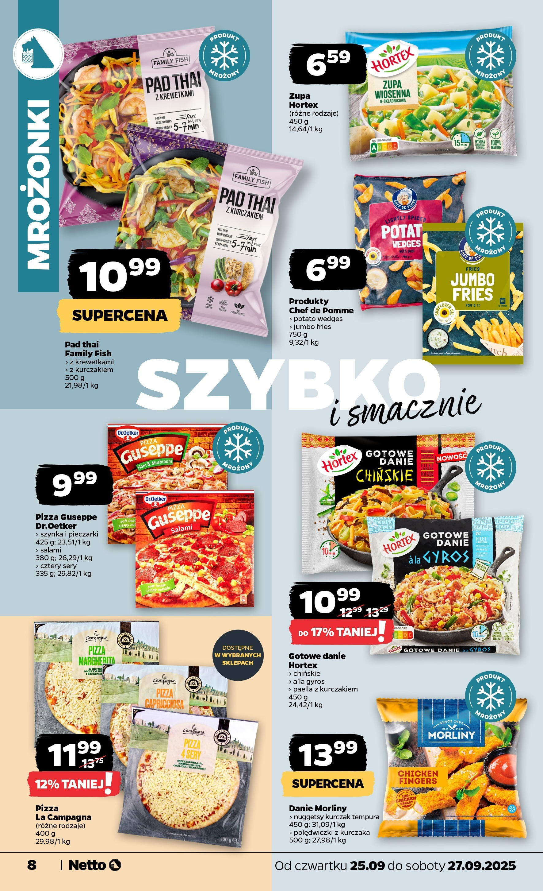 Netto gazetka - Spożywcza od 25.09.2025 - Aktualne promocje | Strona: 8 | Produkty: Pieczarki, Tempura, Sery, Pizza