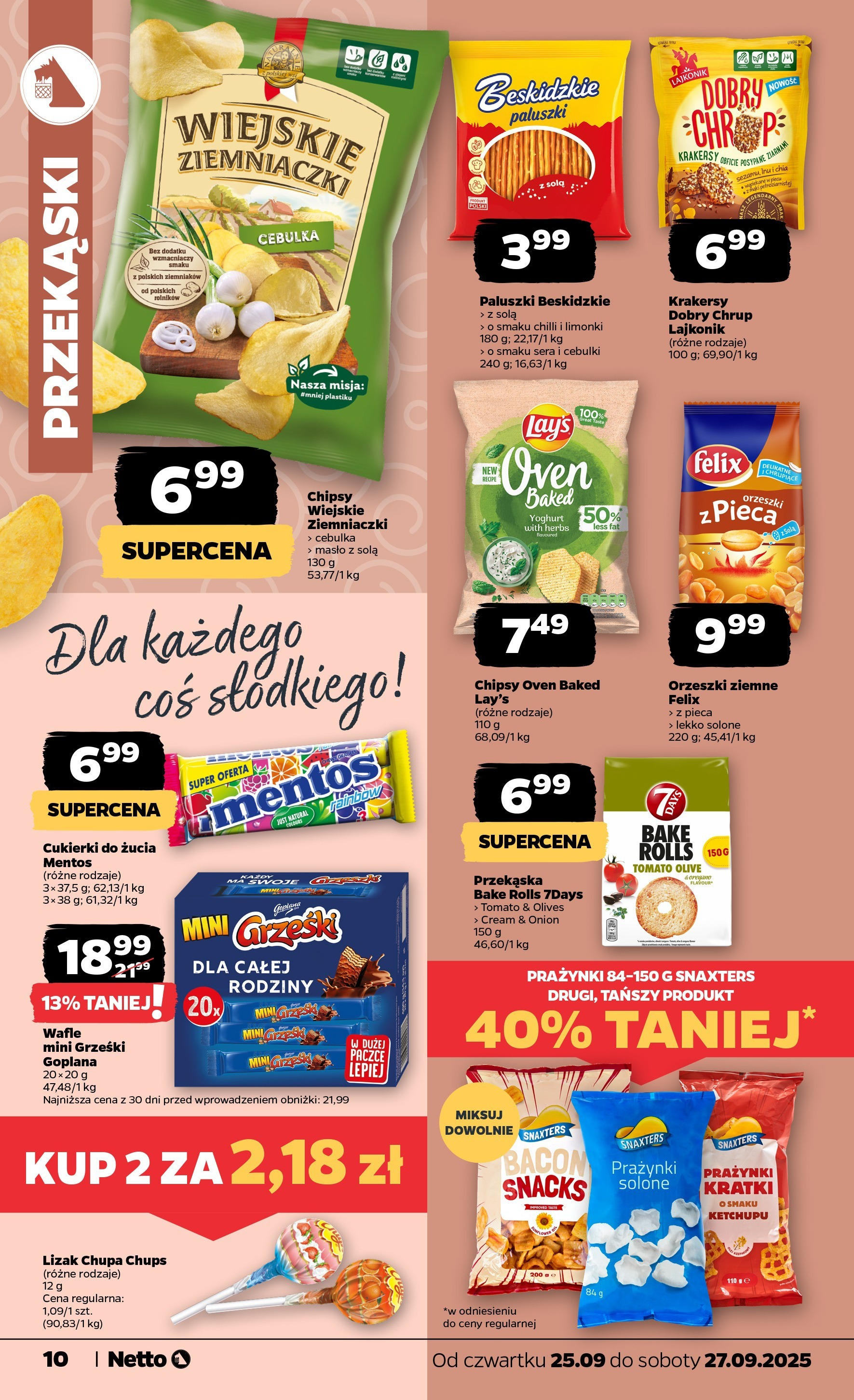 Netto gazetka - Spożywcza od 25.09.2025 - Aktualne promocje | Strona: 10 | Produkty: Chipsy, Wafle, Krakersy, Masło