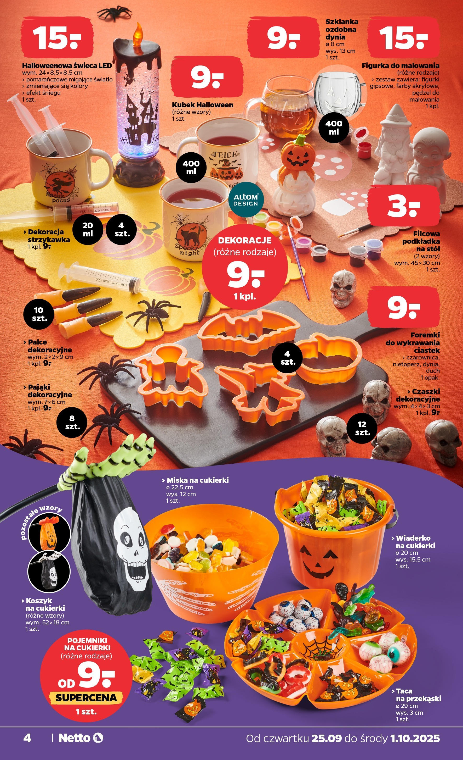 Netto gazetka - Non Food od 25.09.2025 - Aktualne promocje | Strona: 4 | Produkty: Szklanka, Dynia, Stół, Cukierki