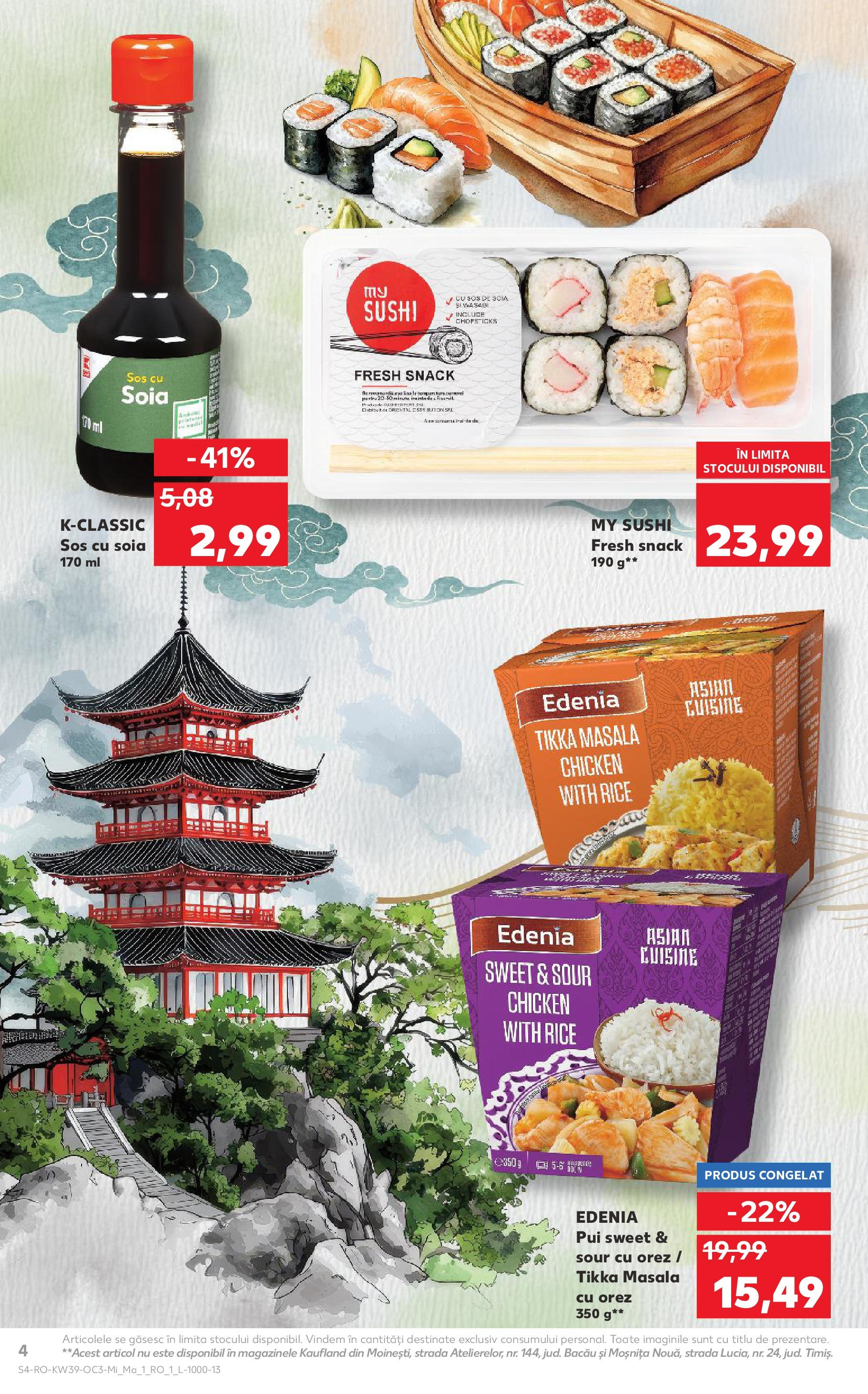 Catalog Kaufland - Deva 24.09.2025 - Revista si Oferta | Pagină: 4 | Produse: Șal, Sushi, Orez, Sos