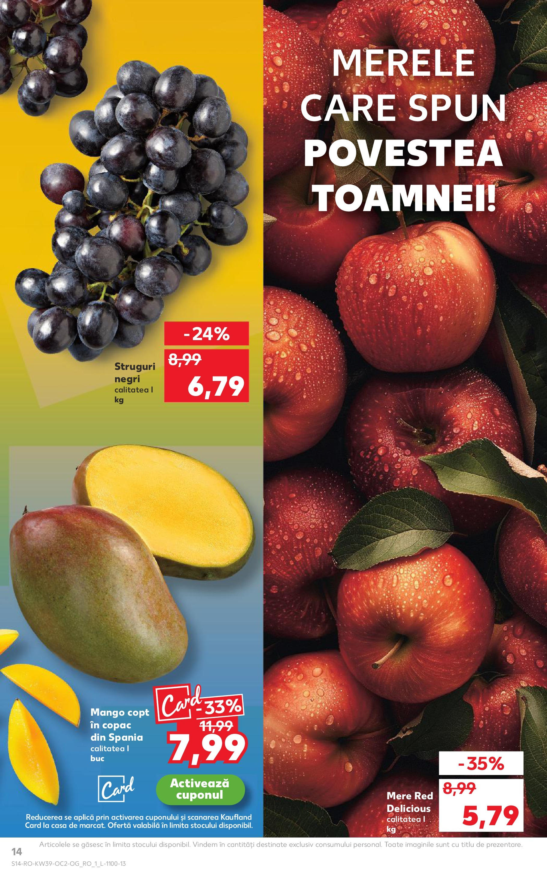 Catalog Kaufland - Codlea 24.09.2025 - Revista si Oferta | Pagină: 14 | Produse: Struguri, Mere, Mango